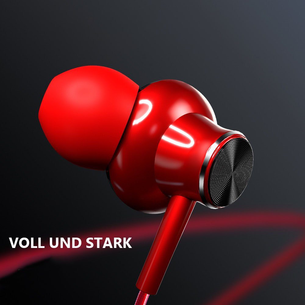 In-Ear-Kopfhörer (Rauschunterdrückung) Typ-C HiFi Kopfhörer, Stereo, GelldG USB-C Rot Headset Kopfhörer