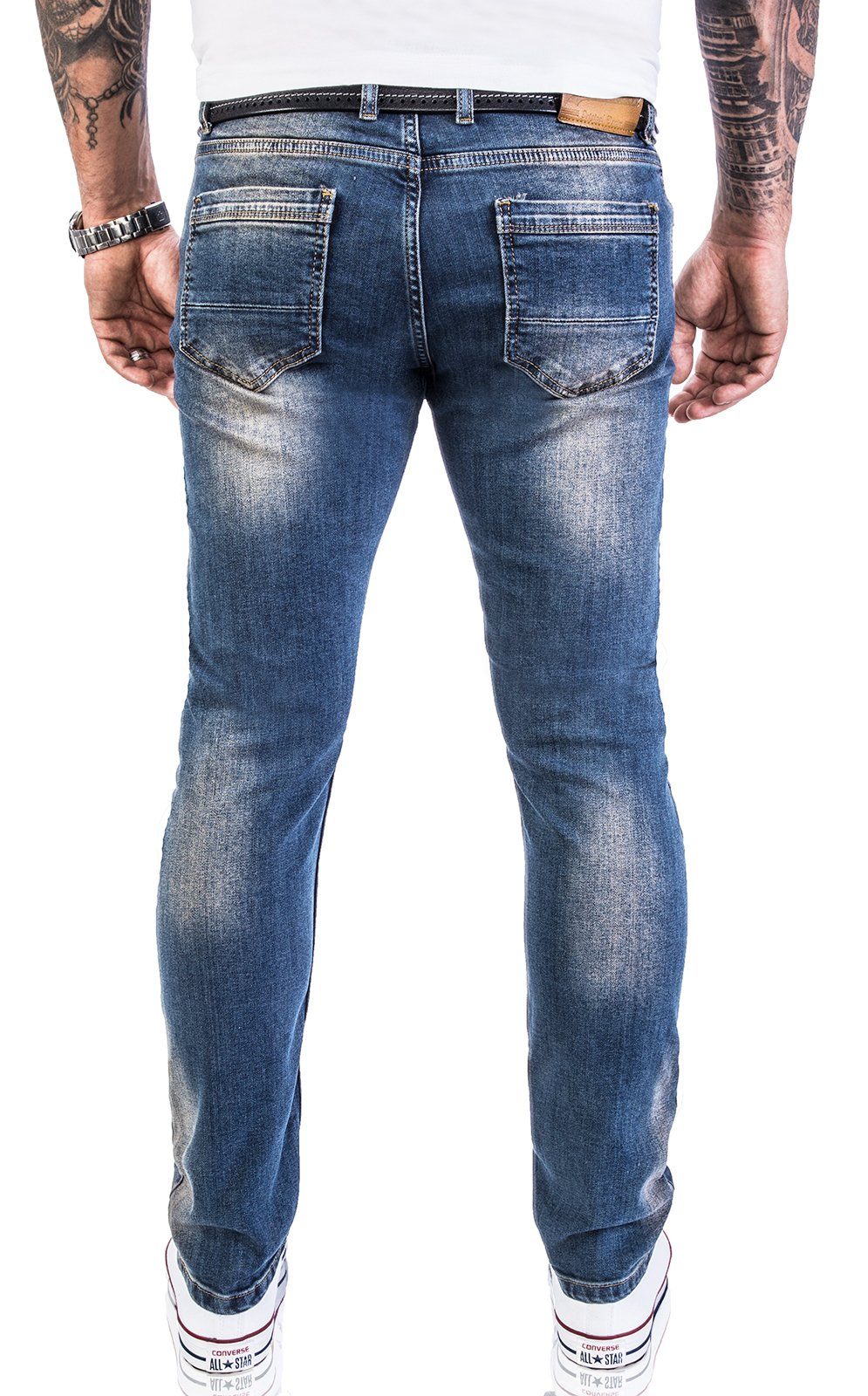 Rock Creek Slim-fit-Jeans Herren Jeans Blau M21 Blue Slim Fit Dirty