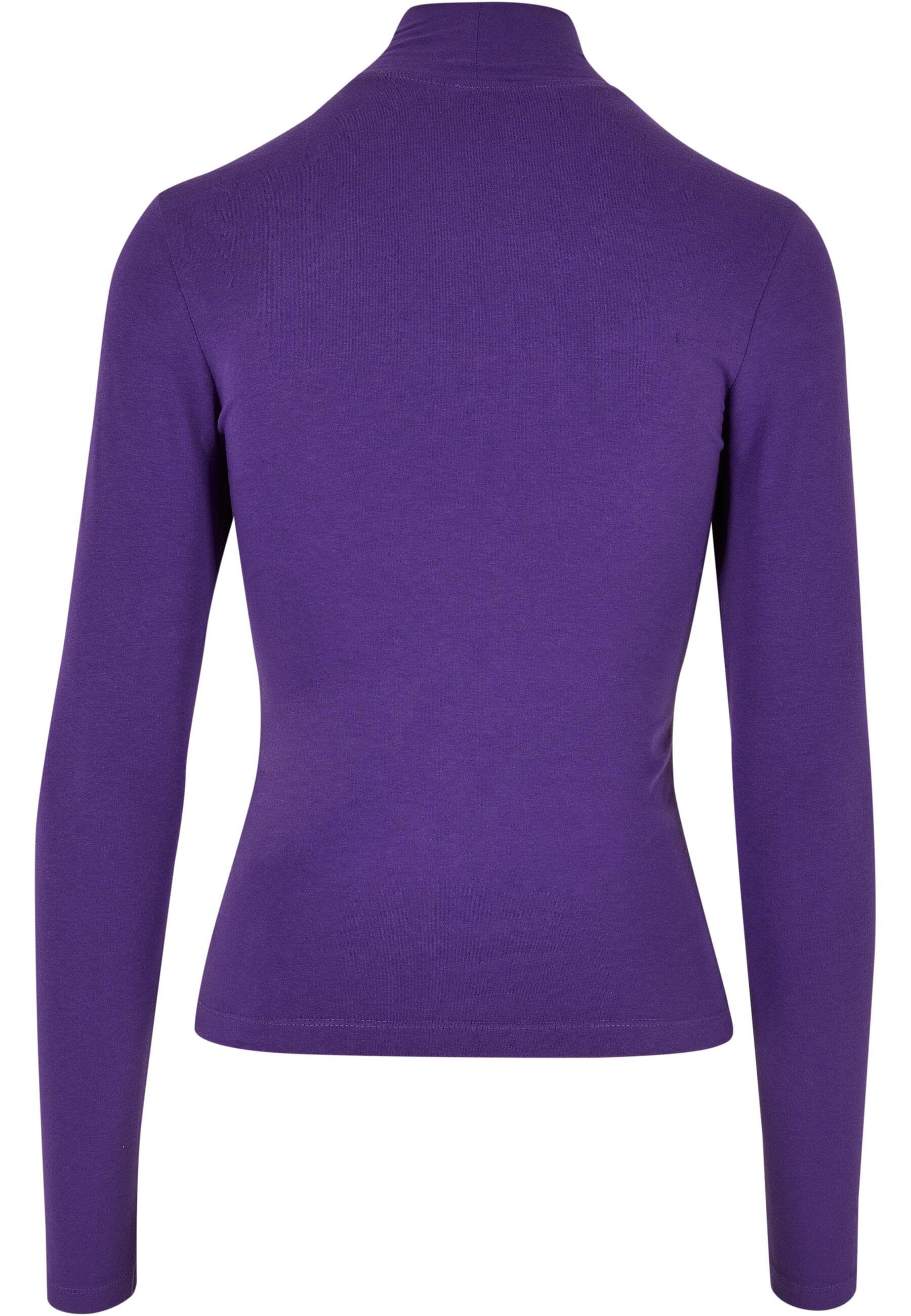 Longsleeve CLASSICS Damen realviolet (1-tlg) Ladies URBAN Cut-Out Langarmshirt Turtleneck