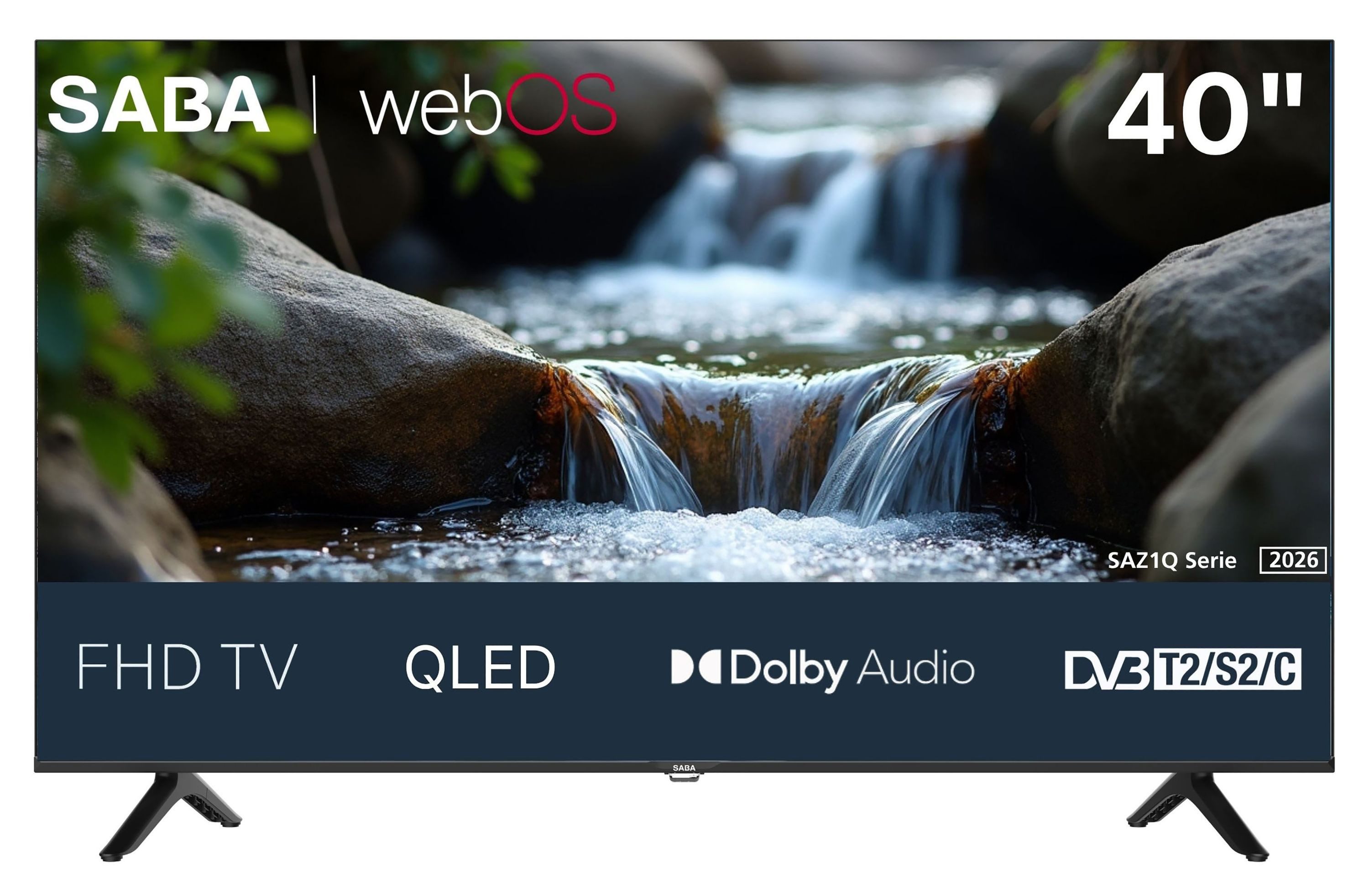 Saba SA40Z1QF QLED-Fernseher (100 cm/40 Zoll, Full HD, Smart TV, webOS Smart TV, Dolby Audio, Bluetooth, Triple-Tuner)