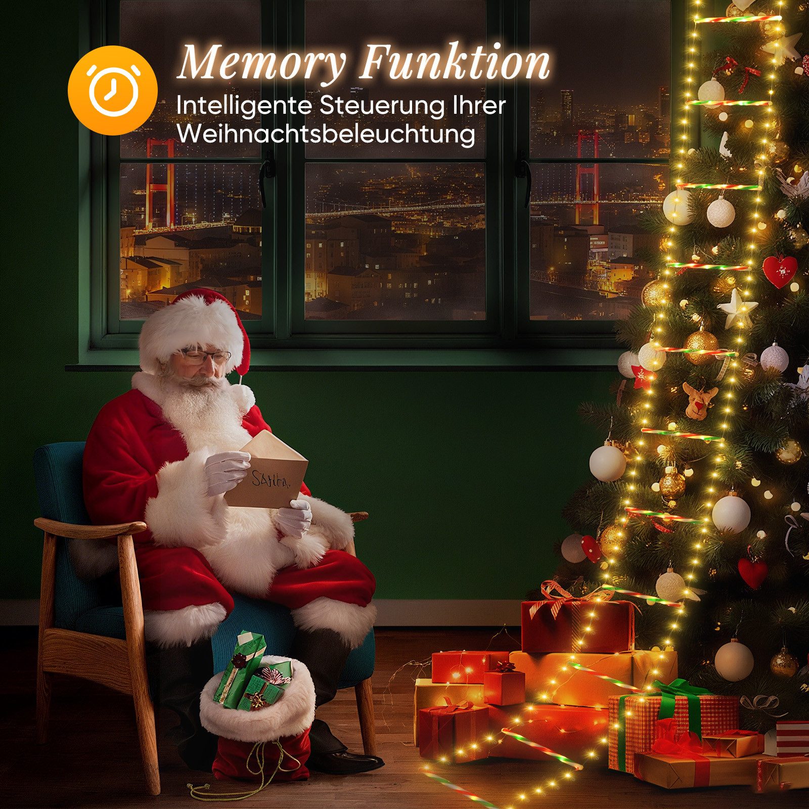 Salcar LED-Lichterkette LED Weihnachts Leiter 3M Weihnachtslichterkette Warmeweiß, Timer, Memory, 9 Modi(Stufenlos Warmweiß/Vierfarben/Macaron-Farben) – Bild 5 von 5