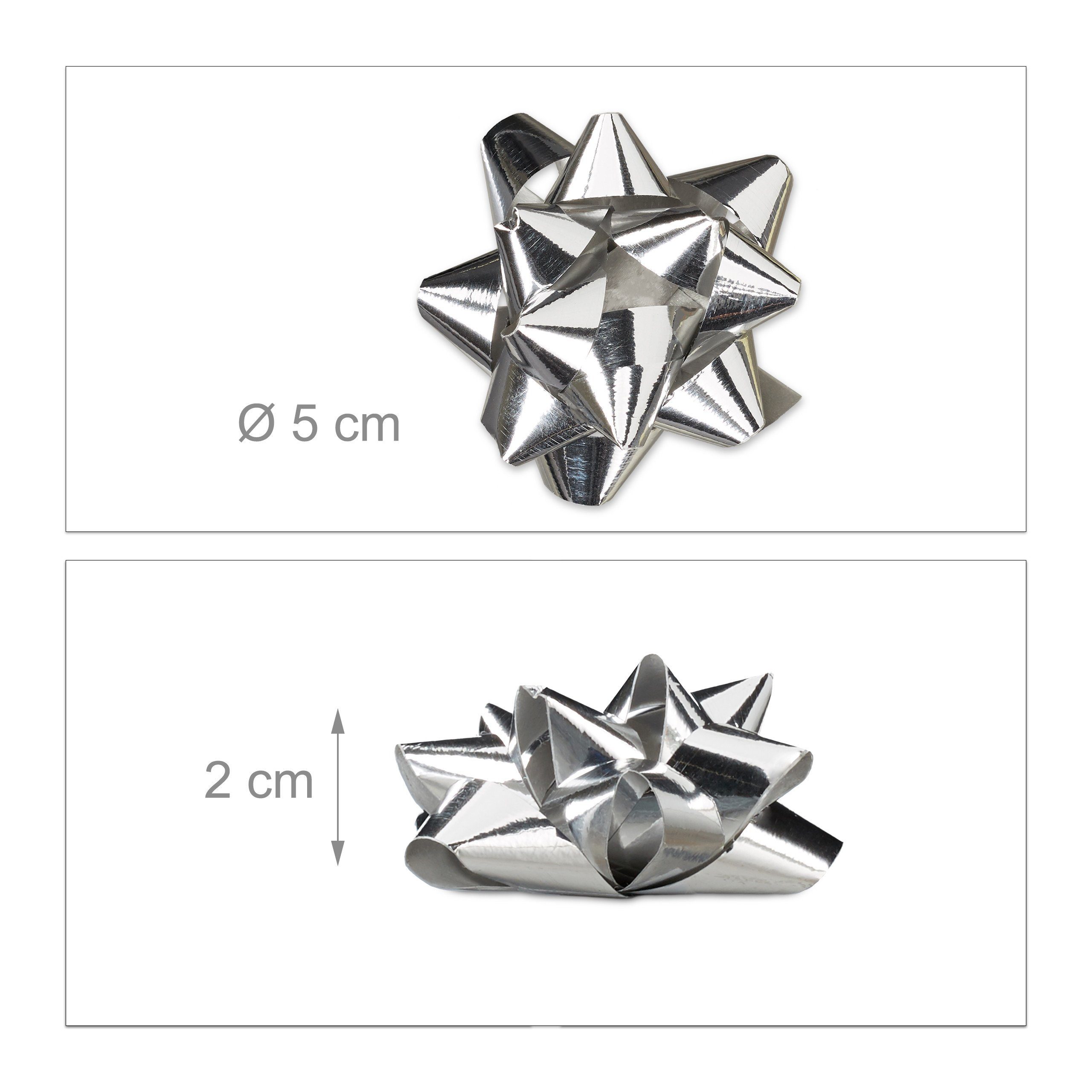 relaxdays Geschenkpapier Kleine Geschenkschleifen 100er-Set, silber