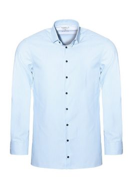 MARVELIS Businesshemd Easy To Wear Hemd - Modern Fit - Langarm - Gestreift - Hellblau/Weiß 4-Wege-Stretch