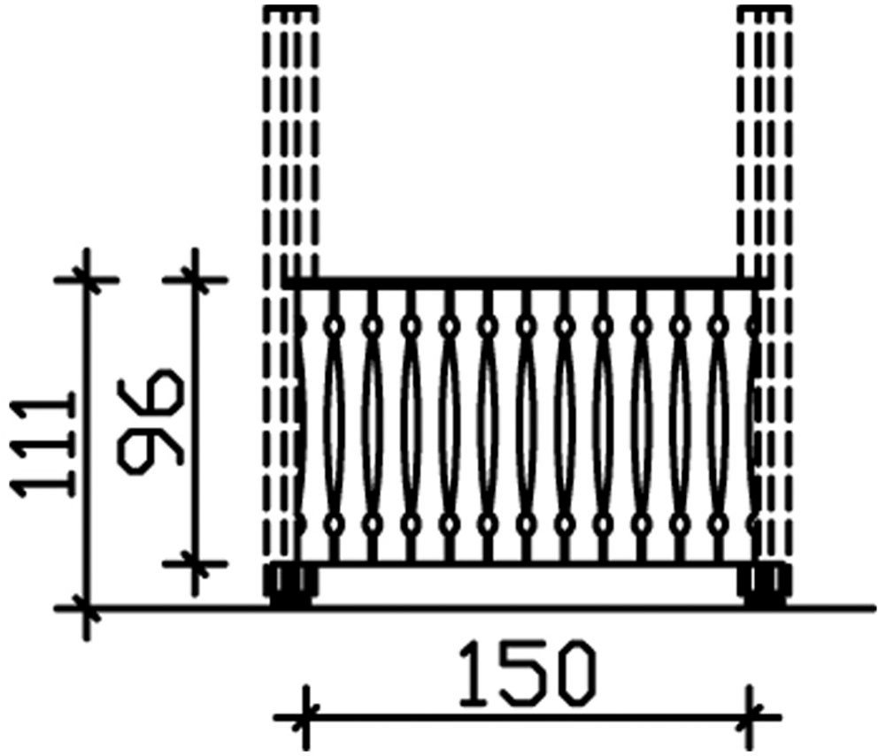 Thumbnail - Skanholz Brüstungsgeländer Balkonschalung, 150 cm Länge, 96 cm Höhe