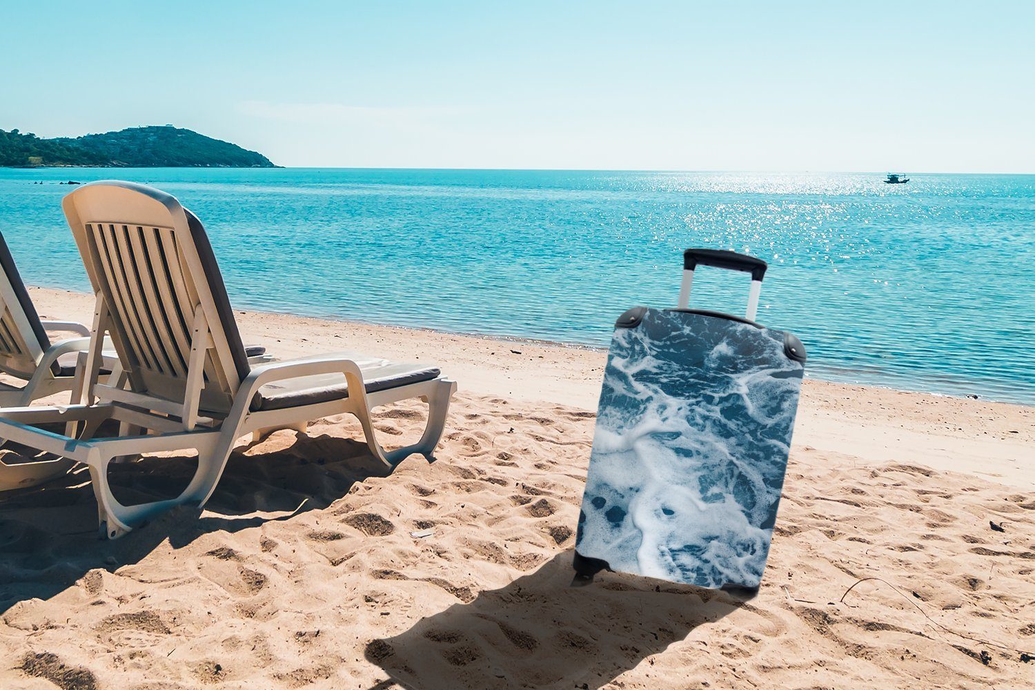 Rollen, Ferien, Handgepäck Wasser für mit Wellen Reisetasche - Handgepäckkoffer 4 - rollen, MuchoWow Schaum, Meer - Trolley, Reisekoffer