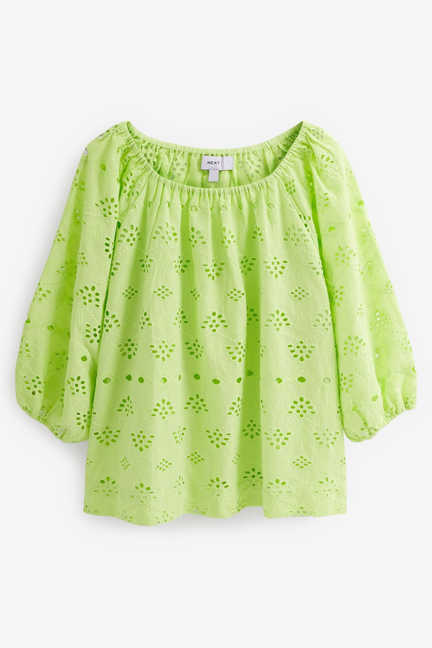 Next Langarmbluse Schulterfreies Oberteil mit Lochstickerei (1-tlg)