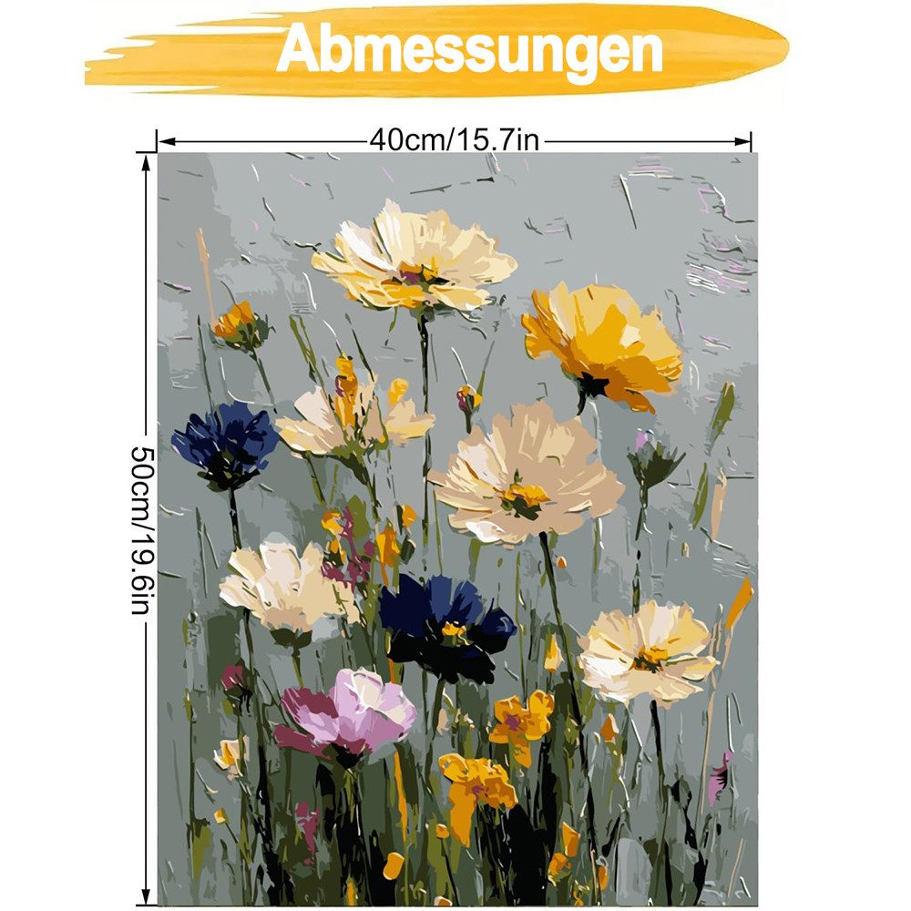 Zyronn Malen nach Zahlen Malen Set für Erwachsene und Anfänger – Wildblumen, 40 x 50 cm, DIY-Acrylmalerei auf Leinwand,Wanddekoration für Zuhause, Geschenk