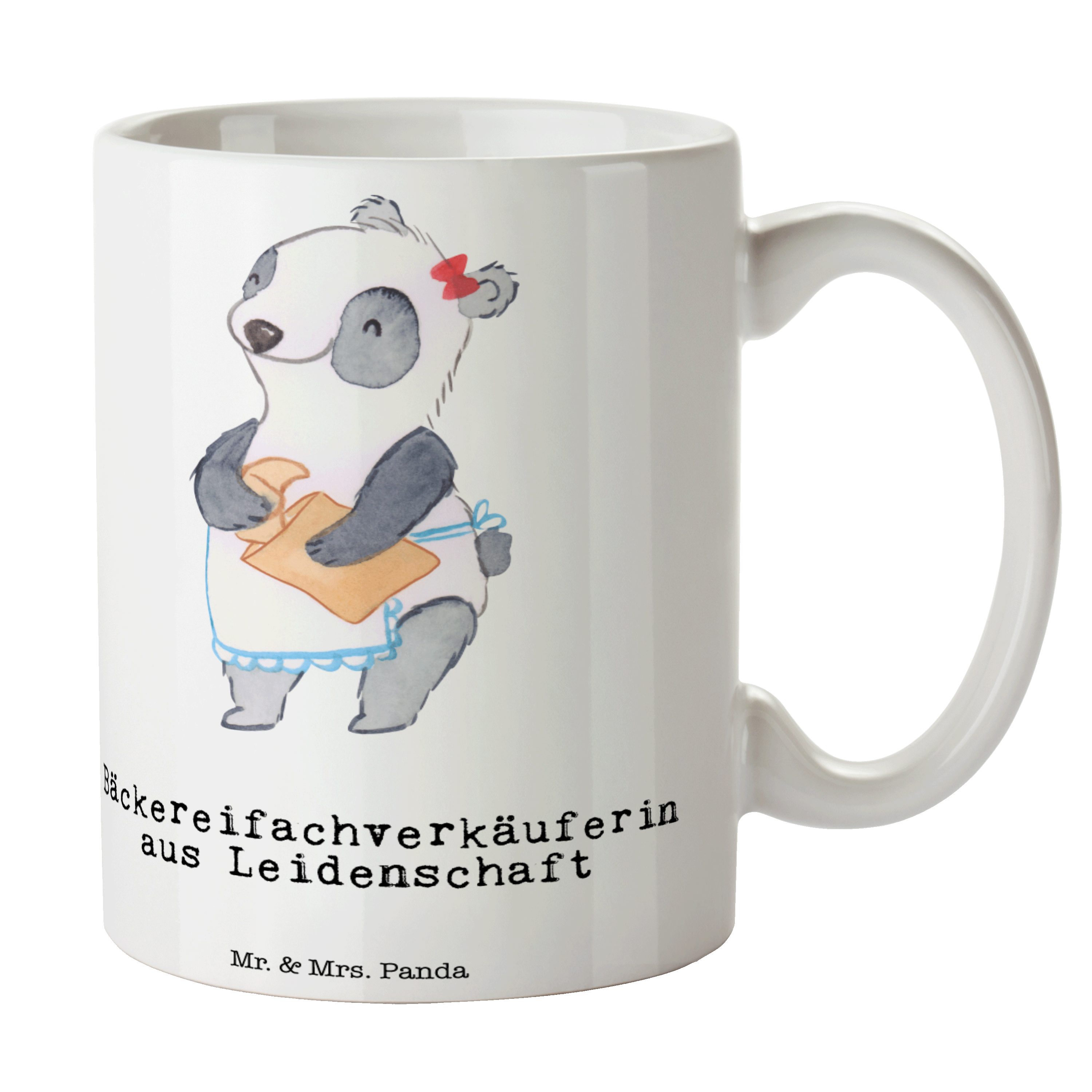 Mr. & Mrs. Panda Tasse Bäckereifachverkäuferin aus Leidenschaft - Weiß - Geschenk, Jubiläum, Keramik