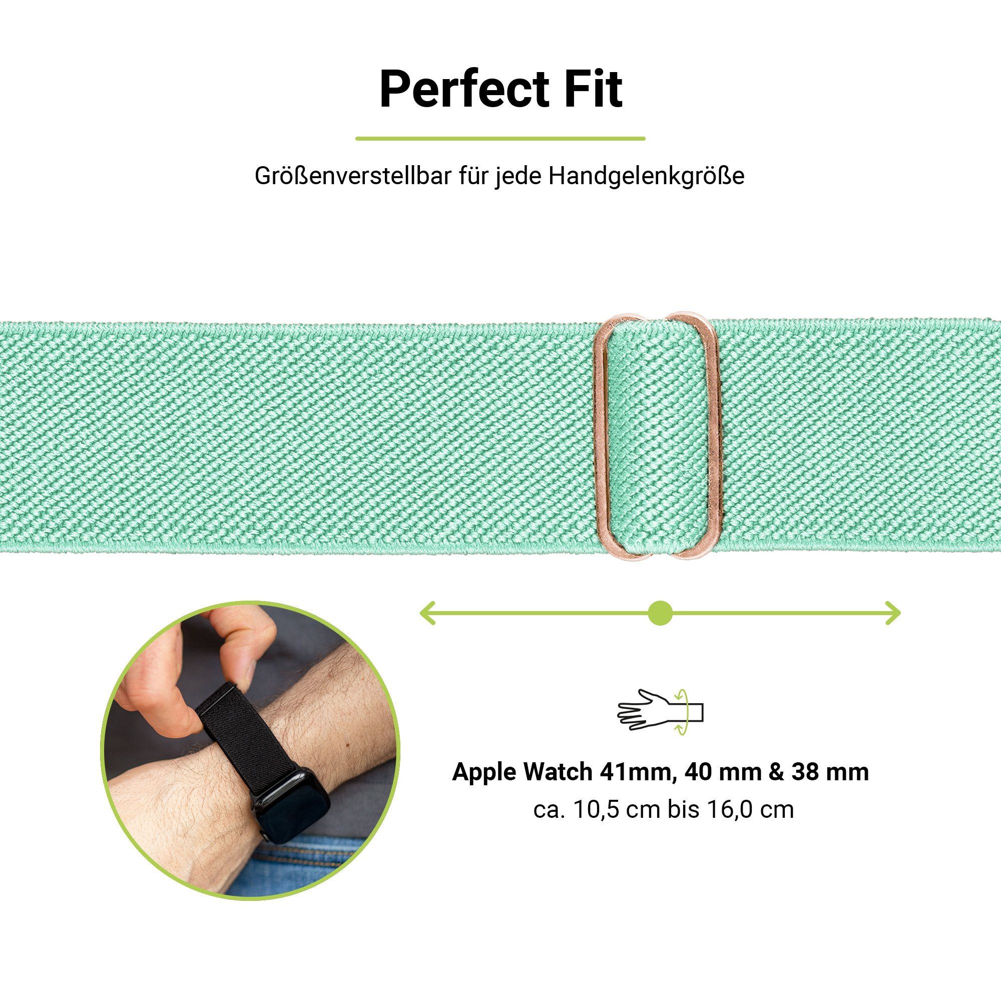 & Uhrenarmband Artwizz Watch Apple 6-4 Series Flex, (38mm) (41mm), Grün WatchBand SE Adapter, 9-7 Türkis, (40mm), mit Smartwatch-Armband 3-1 Textil