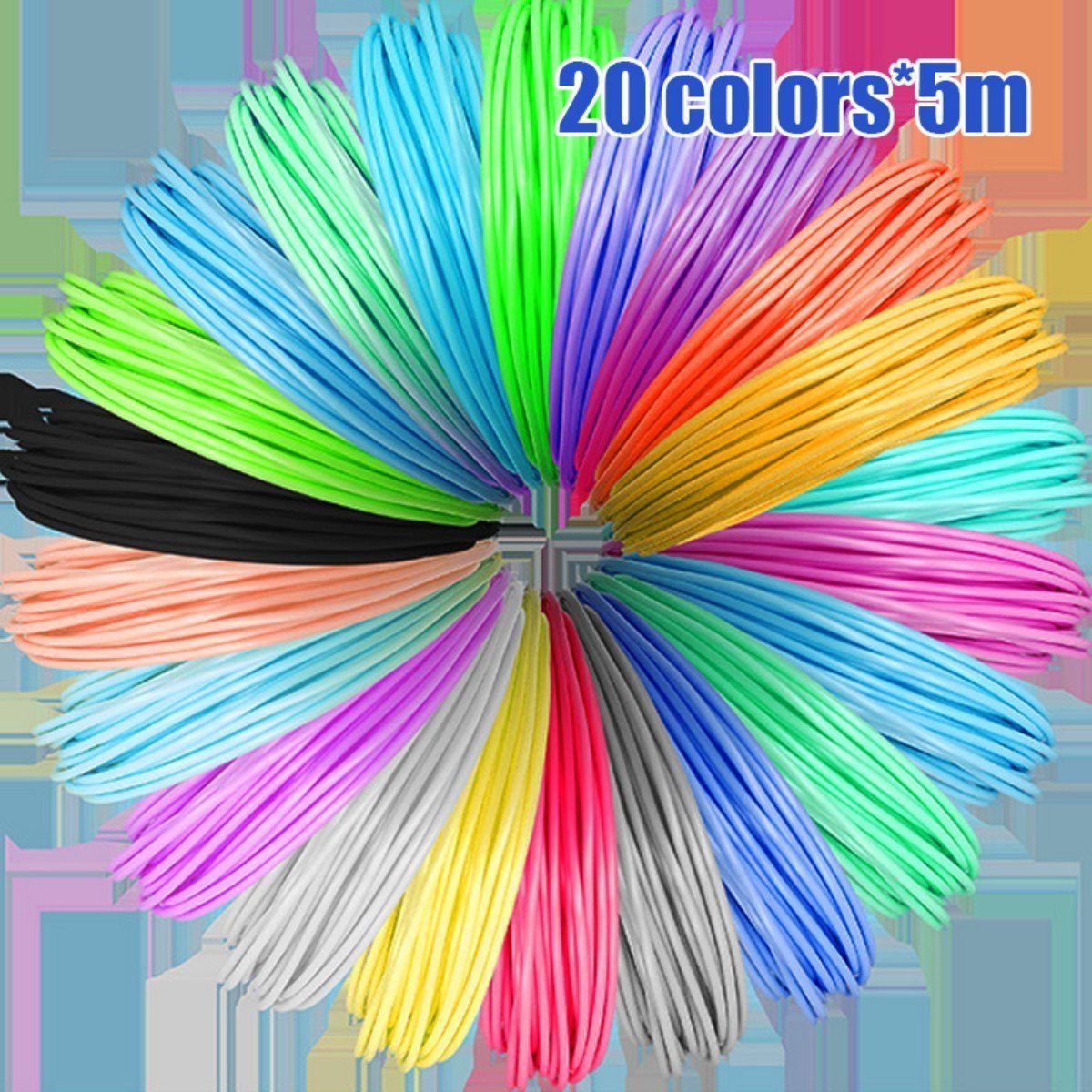 m Blua 3D-Drucker-Stift mm-100 3D DOPWii Stifte,3D-Zeichenstift,20 Farben Φ1,75