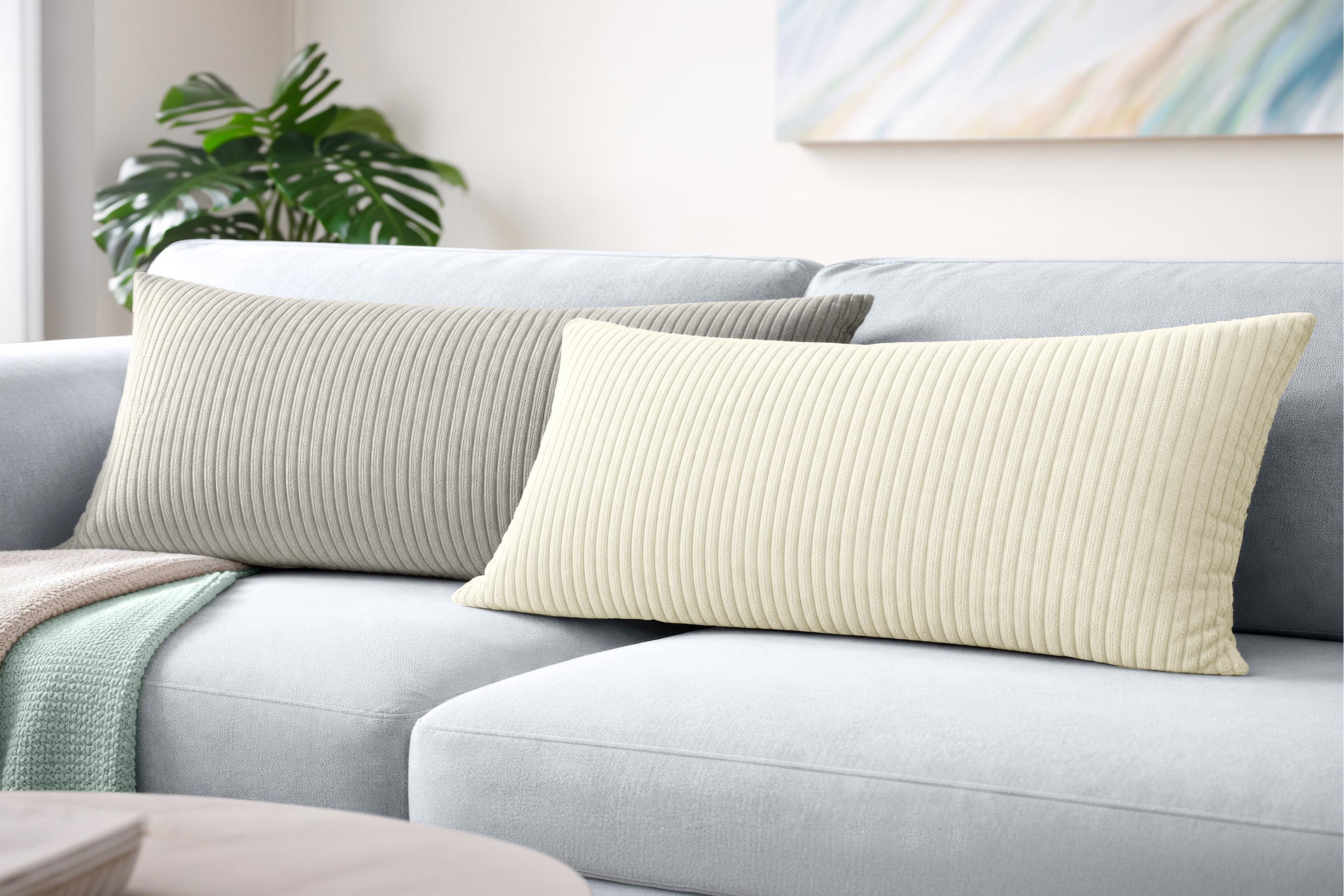Amilian Kissenbezüge 40x80 cm 2er Set, Tauglanz/Lichtblüte/beige