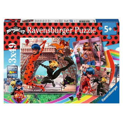 Ravensburger Puzzle Kinder Puzzle Box Miraculous 3 x 49 Teile Ravensburger Ladybug, 49 Puzzleteile