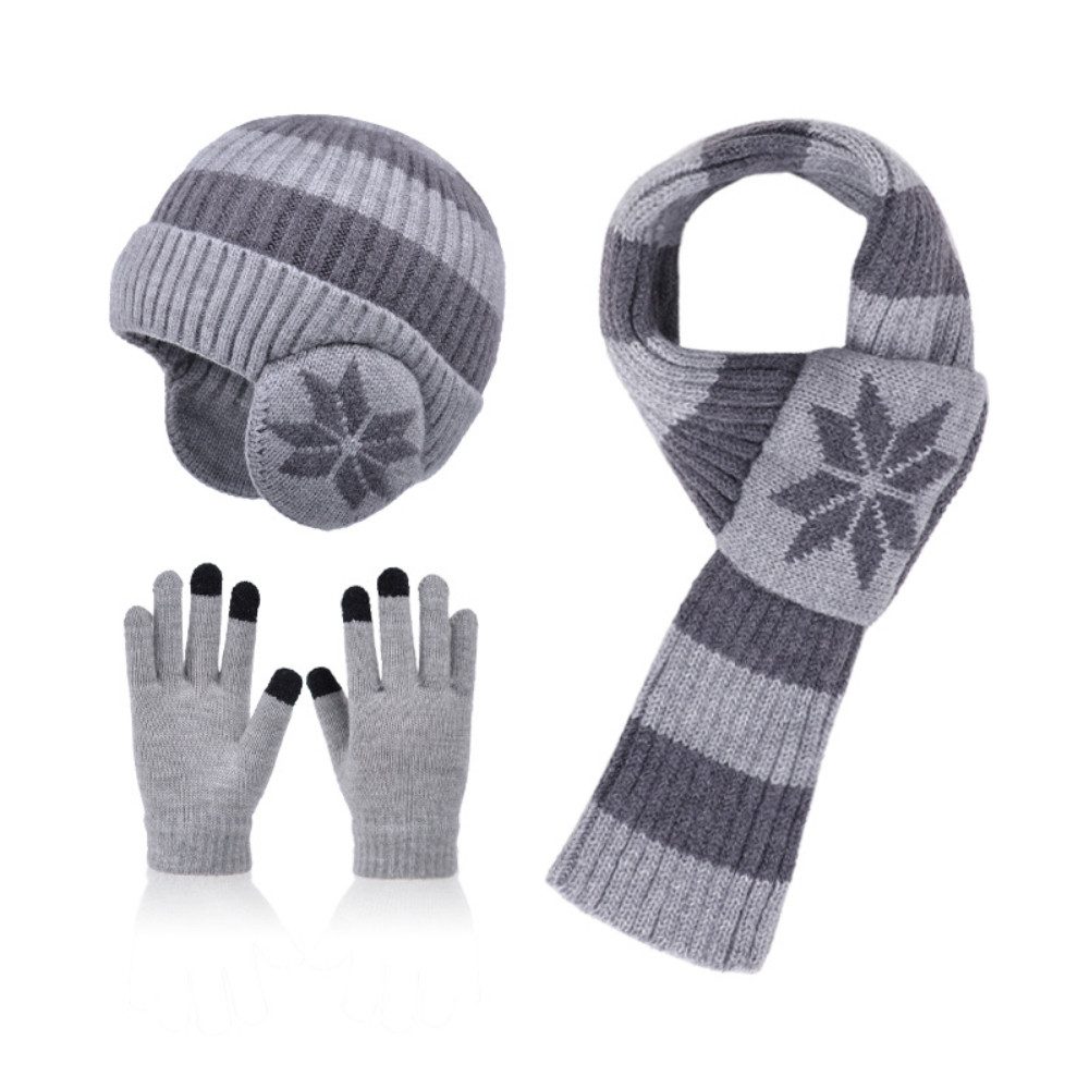 Blusmart Mütze & Schal Kinder Herbst/Winter Dreiteiliges Set aus Mütze, Schal und Handschuhen (Nackenschutz, Wärme und Windschutz, Weich und zart, farbecht und pillingfrei) Geeignet für Kinder von 4 bis 12 Jahren, Unisex.
