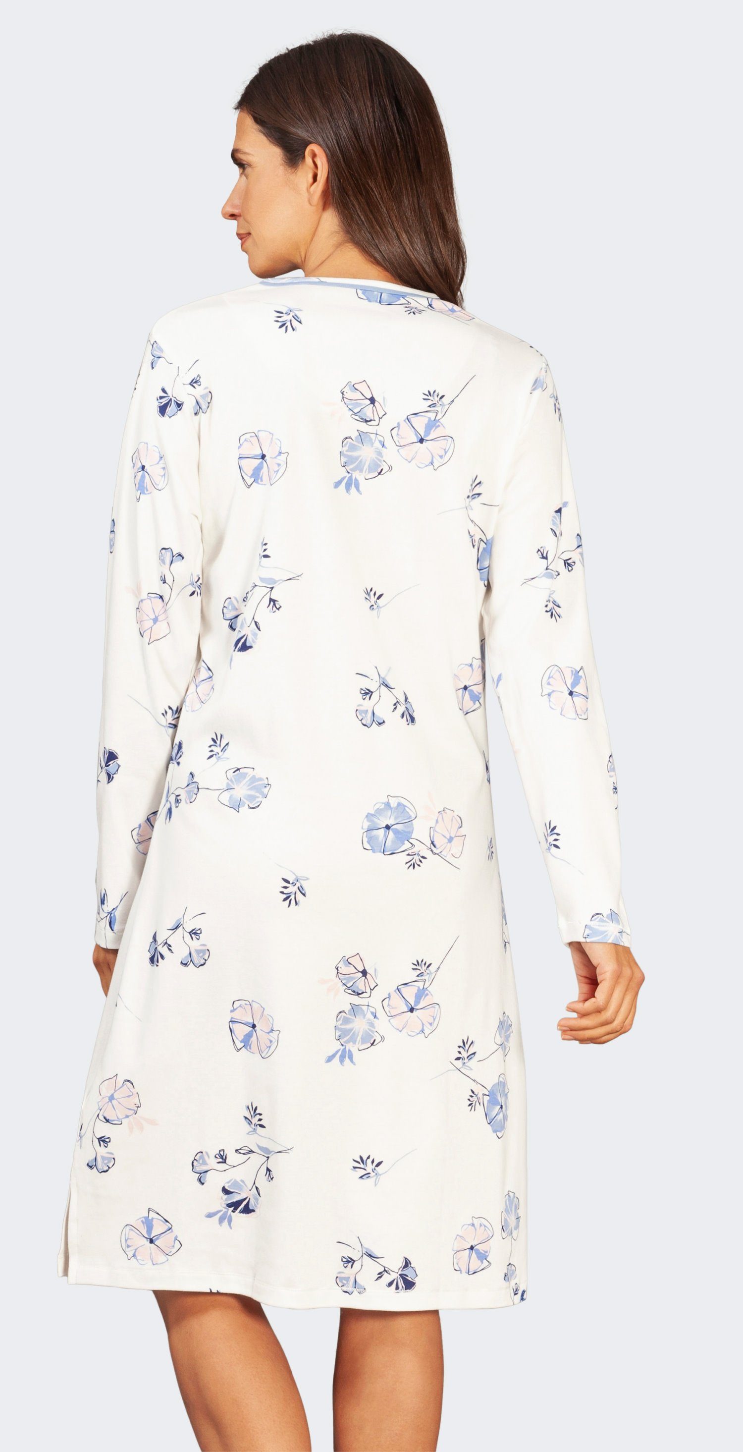 Hajo Baumwolle Qualität Schlafshirt Warme mit Knopfleiste (1-tlg) Interlock Damen Nachthemd
