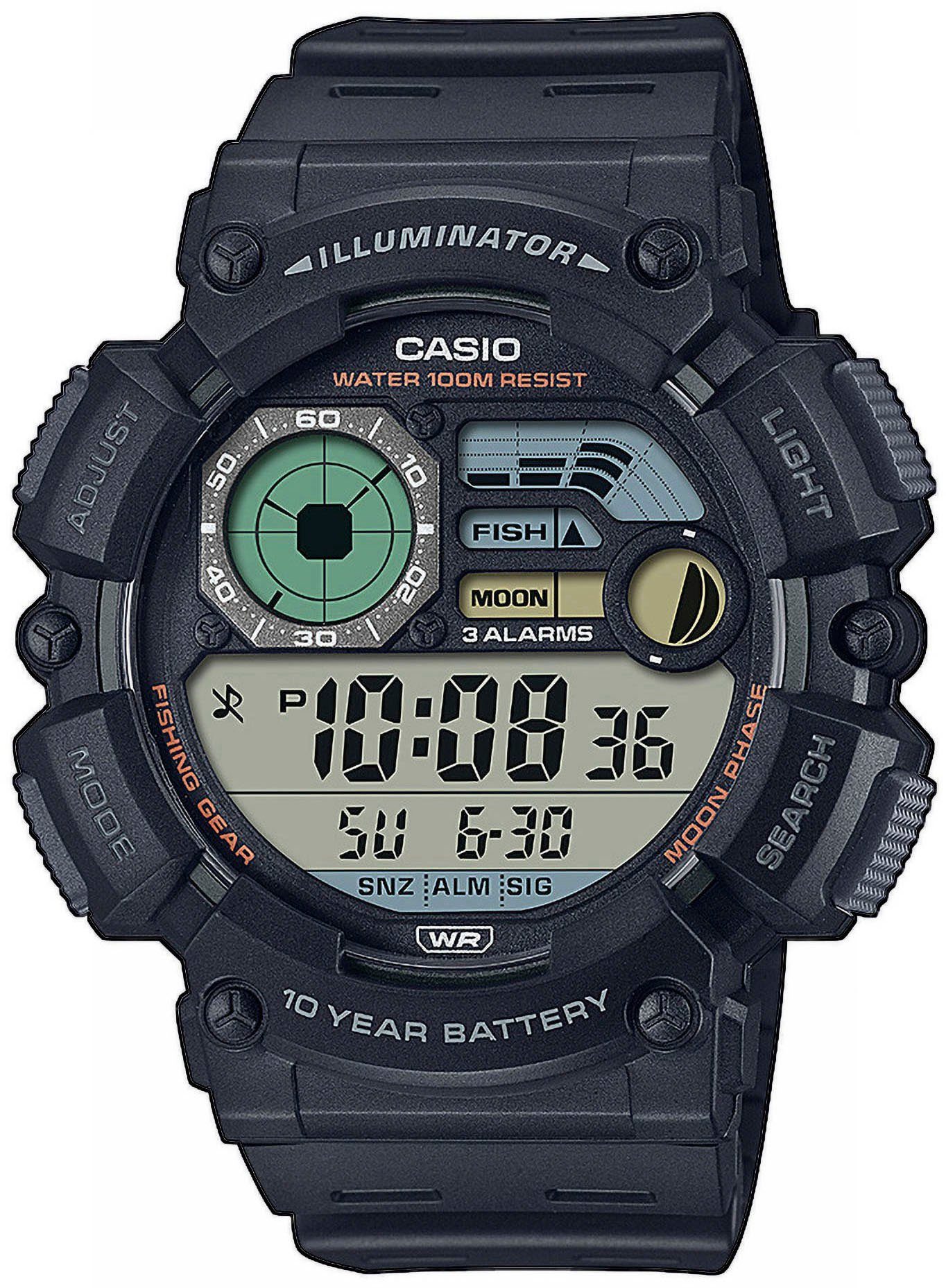 CASIO TIMELESS COLLECTION Chronograph WS-1500H-1AVEF, Quarzuhr, Armbanduhr, Herrenuhr, Digitaluhr, Resinarmband, Mondphase