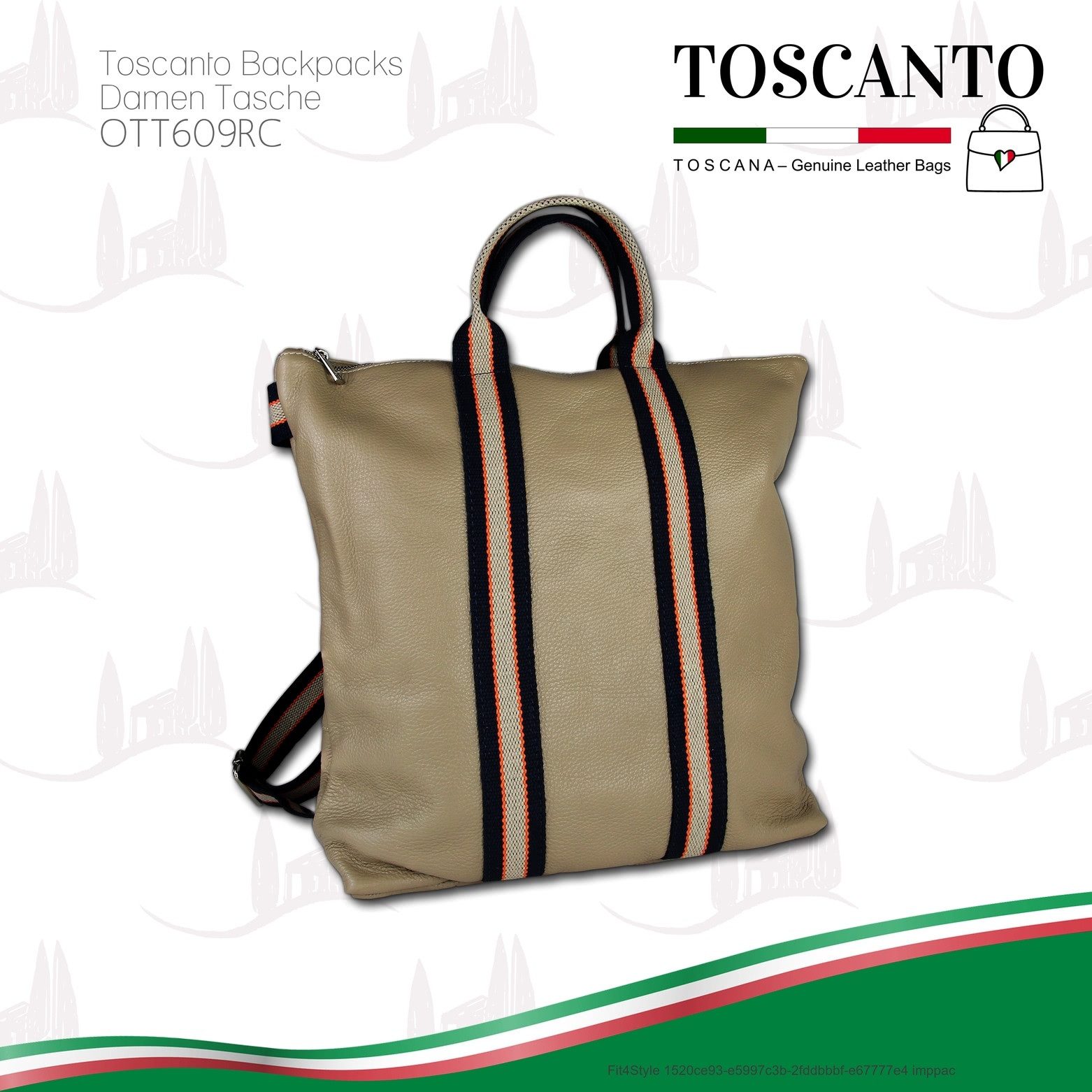 Toscanto Cityrucksack Toscanto Cityrucksack Freizeit (Cityrucksack), Damen Tasche Echtes Leder taupe, blau, beige, Made-In Italy