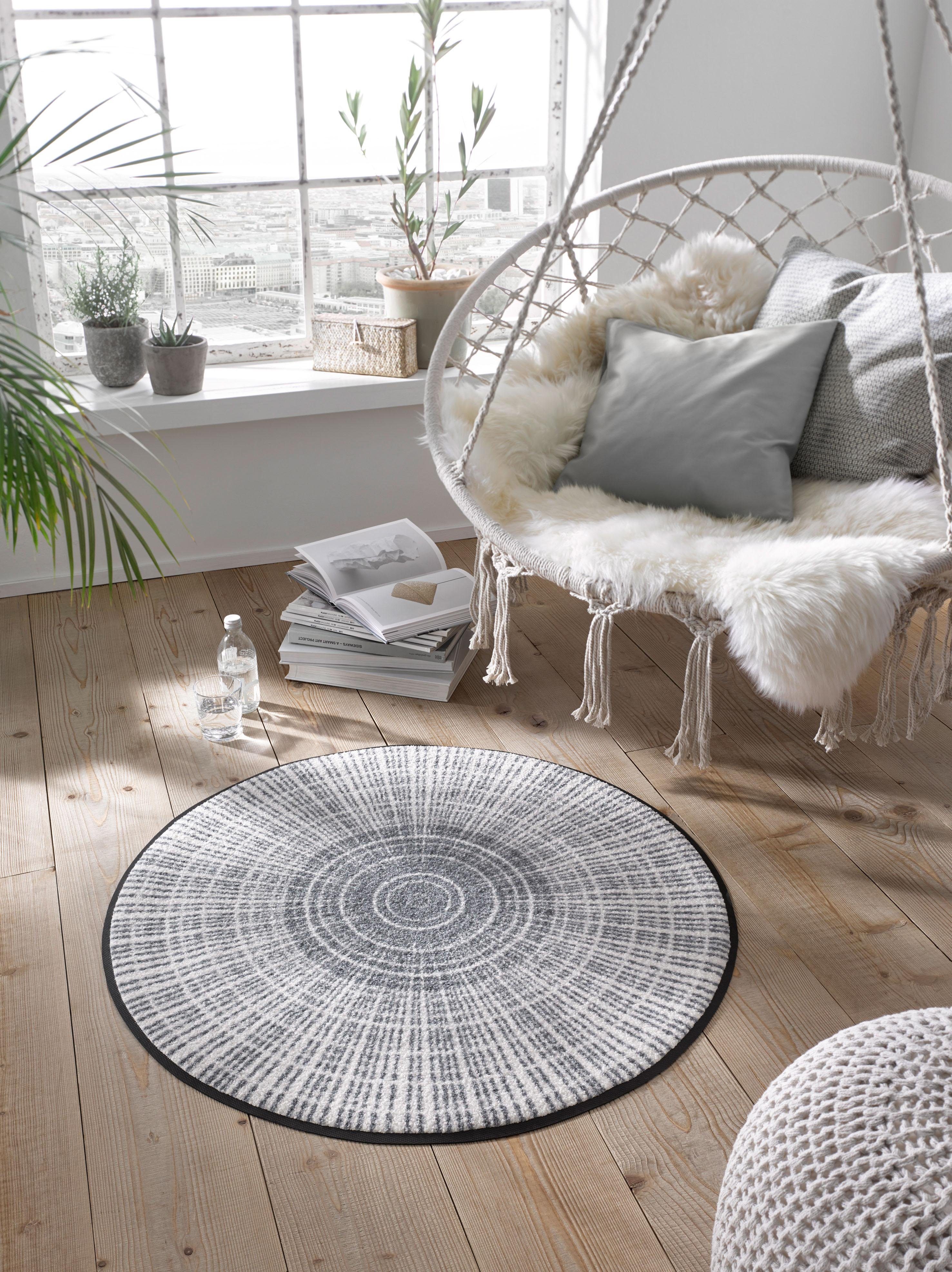 wash+dry by Kleen-Tex Teppich Cascara, rund, Höhe: 7 mm, rutschhemmend, In- und Outdoor geeignet, waschbar, Wohnzimmer