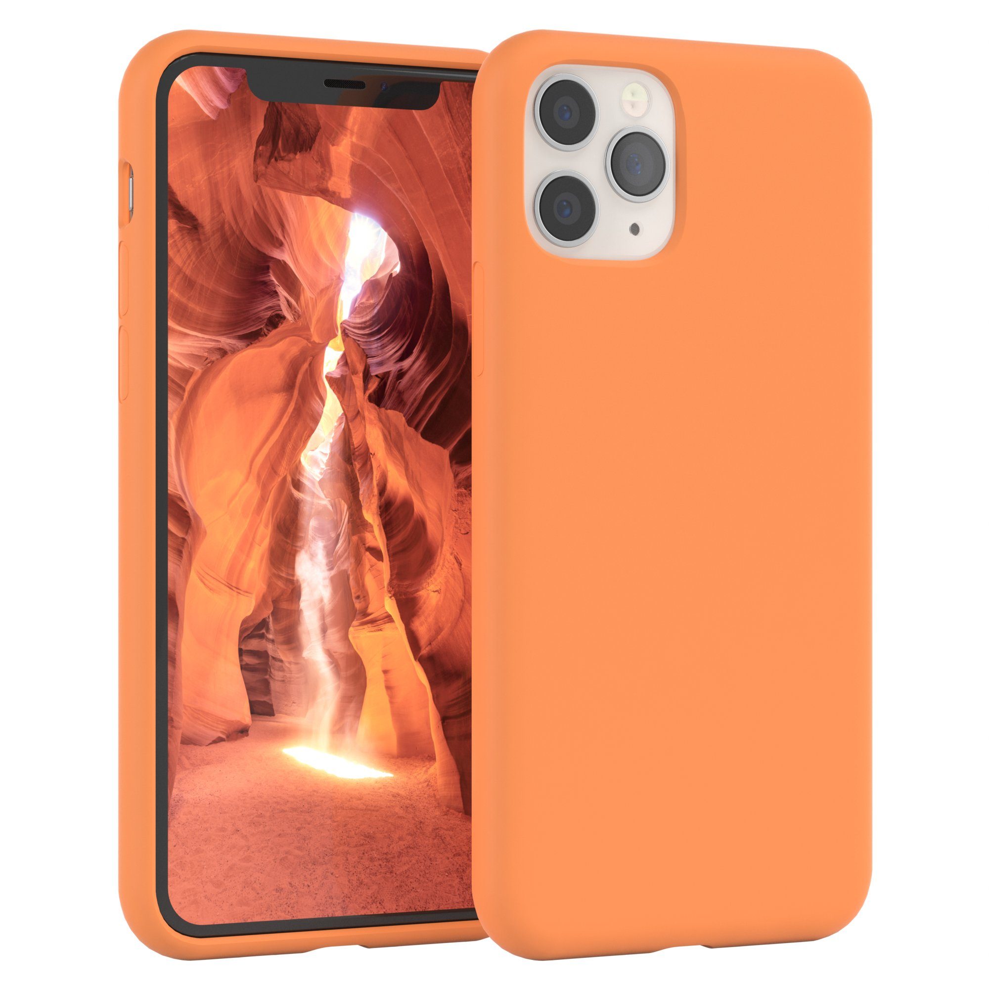 EAZY CASE Handyhülle Premium Silikon Case für Apple iPhone 11 Pro 5,8 Zoll, Case stoßfest Smart Slimcover mit Displayschutz Back Cover Etui Orange