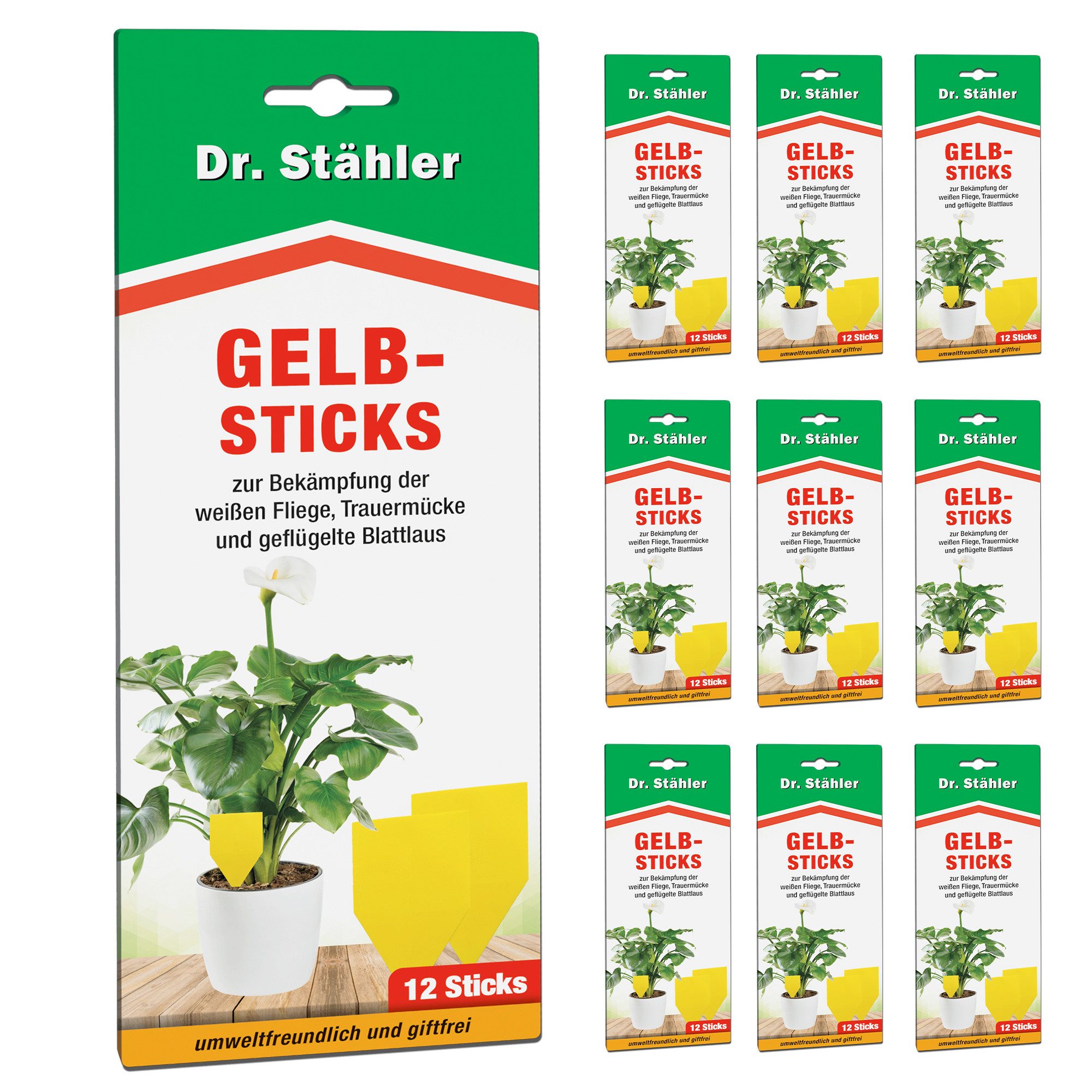 Dr. Stähler Insektenfalle Effektive Gelbsticks zur Bekämpfung fliegender Insekten, Giftfrei & geruchslos – Für Blumentöpfe, Fensterbank & Gewächshaus