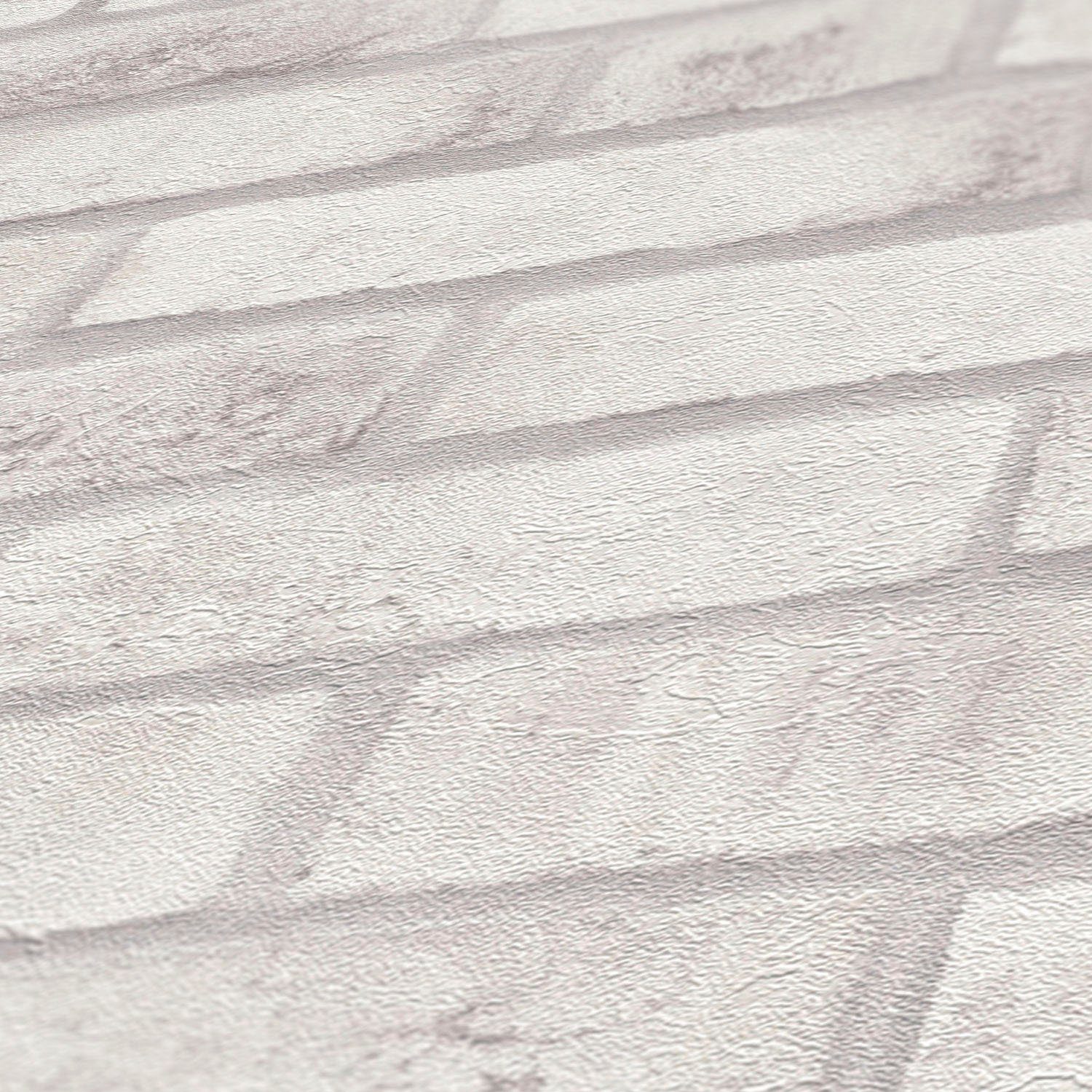 A.S. Création Vliestapete Bricks & St), Steintapete Stones (1 strukturiert, Backstein, matt, leicht weiß/hellgrau/grau