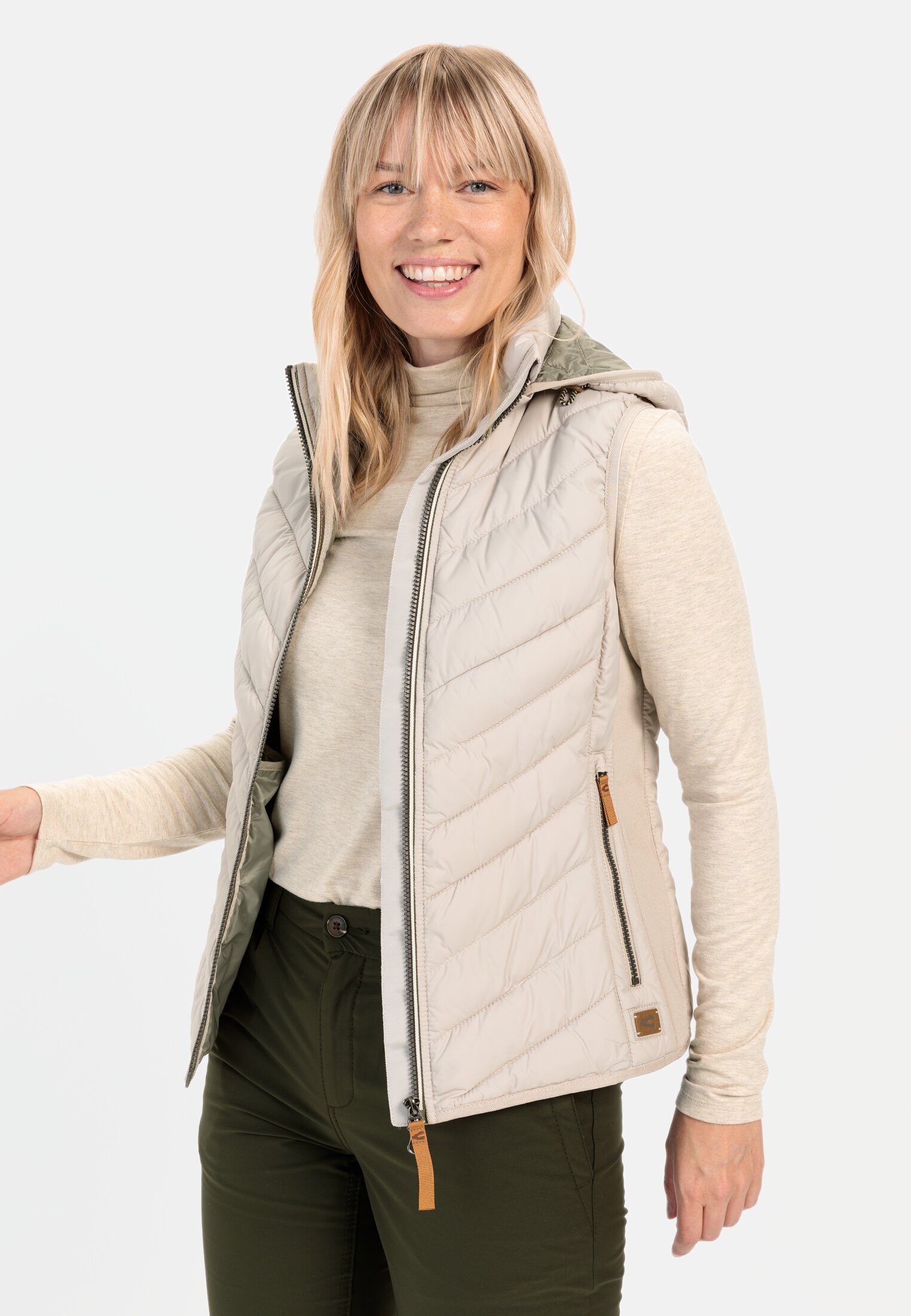 camel active Steppweste aus recyceltem Polyester ärmellos Stehkragen mit St günstig online kaufen