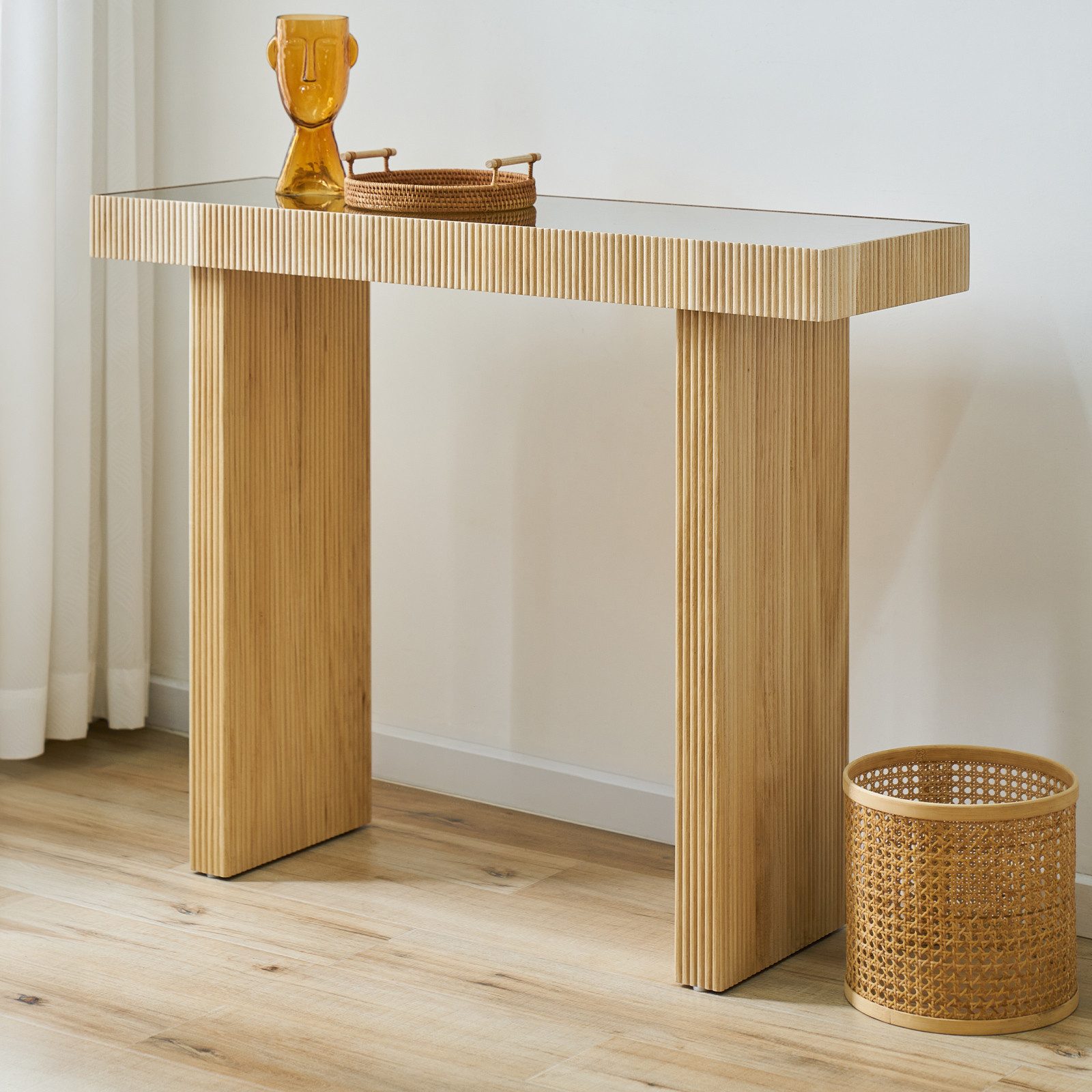 SVITA Konsolentisch ALVARO, Rattanoptik, Flur, Schmal, 110x38x85