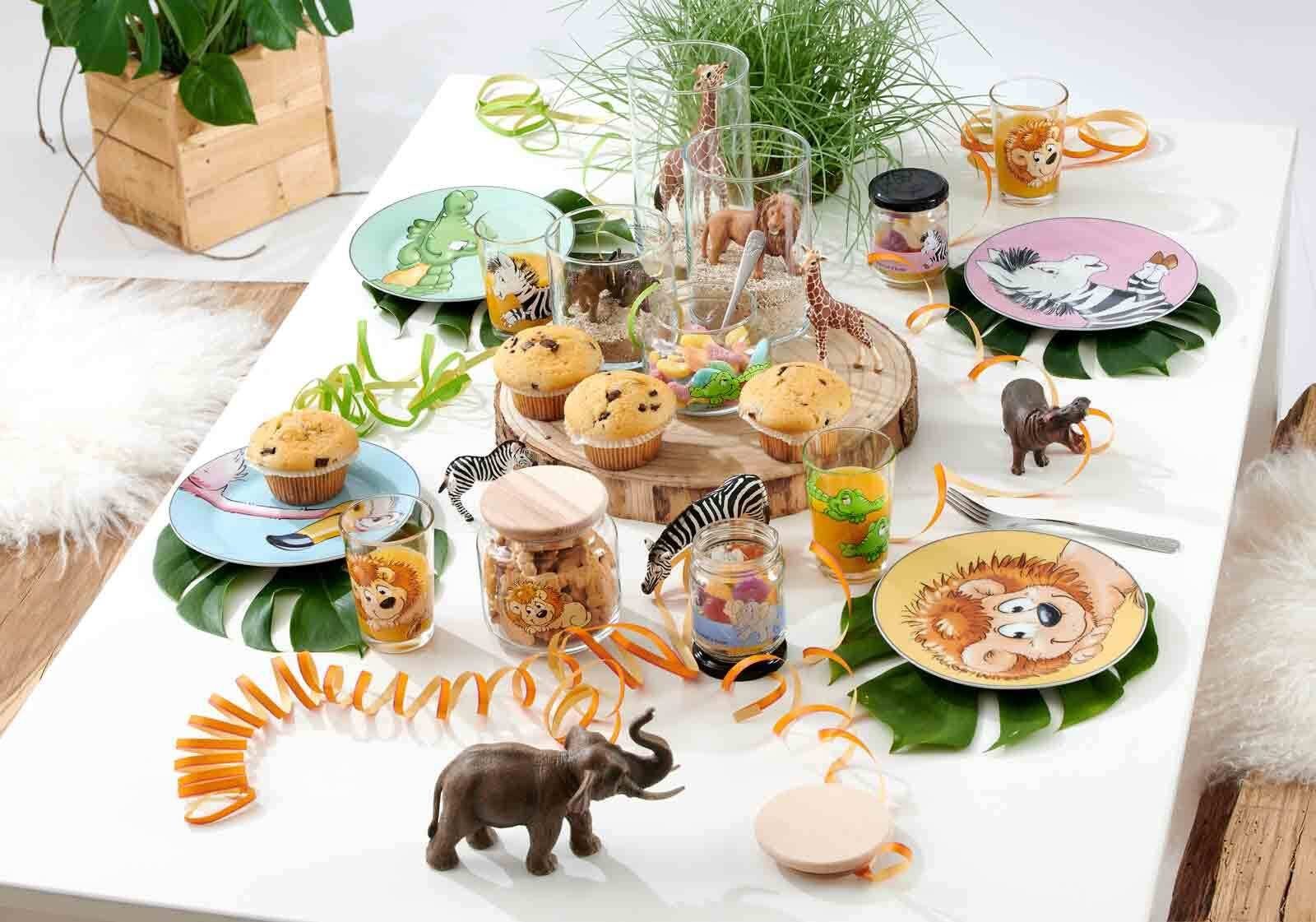 Material-Mix Ritzenhoff Kindergeschirr-Set Kinderbecher mit & Geschirr-Set Happy Breker Löwe Zoo (7-tlg),