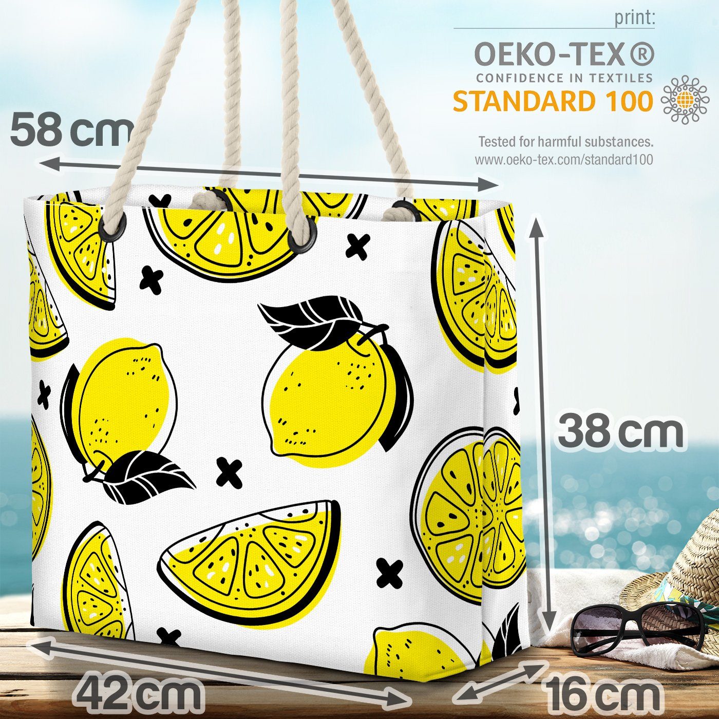 Saft Limonade Bag VOID Südfrüchte Limo Früchte (1-tlg), Obst Beach Sommer Zitrone Strandtasche Zitronen
