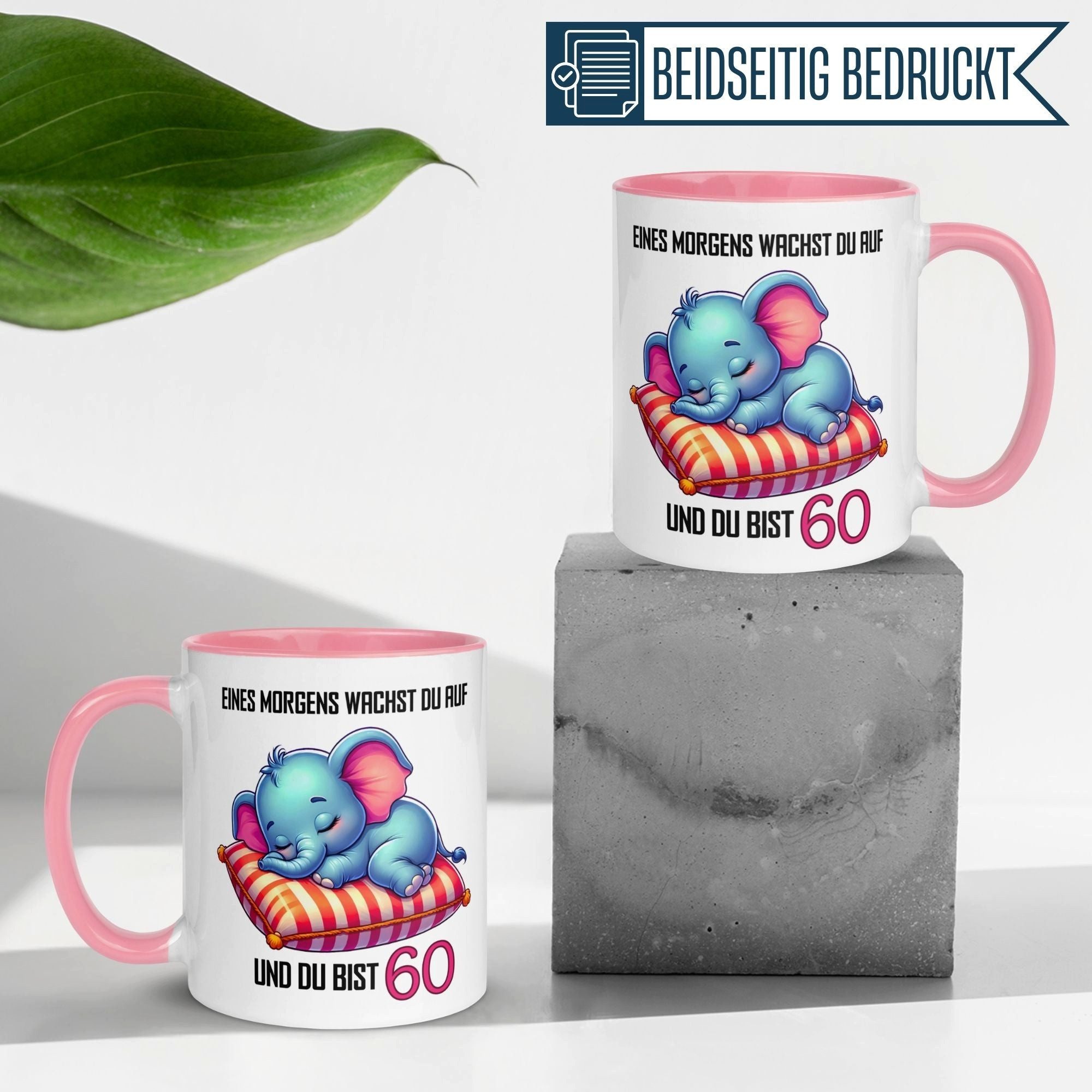 Momentals Tasse 60. Geburtstag Frau – „Eines morgens bist du 60“ – Geschenk Frauen, Gratis Versand · Links-&Rechtshänder · Spülmaschinenfest