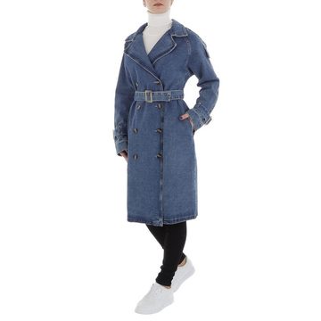 Ital-Design Trenchcoat Damen Elegant (86099110) Used-Look Trenchcoat in Blau