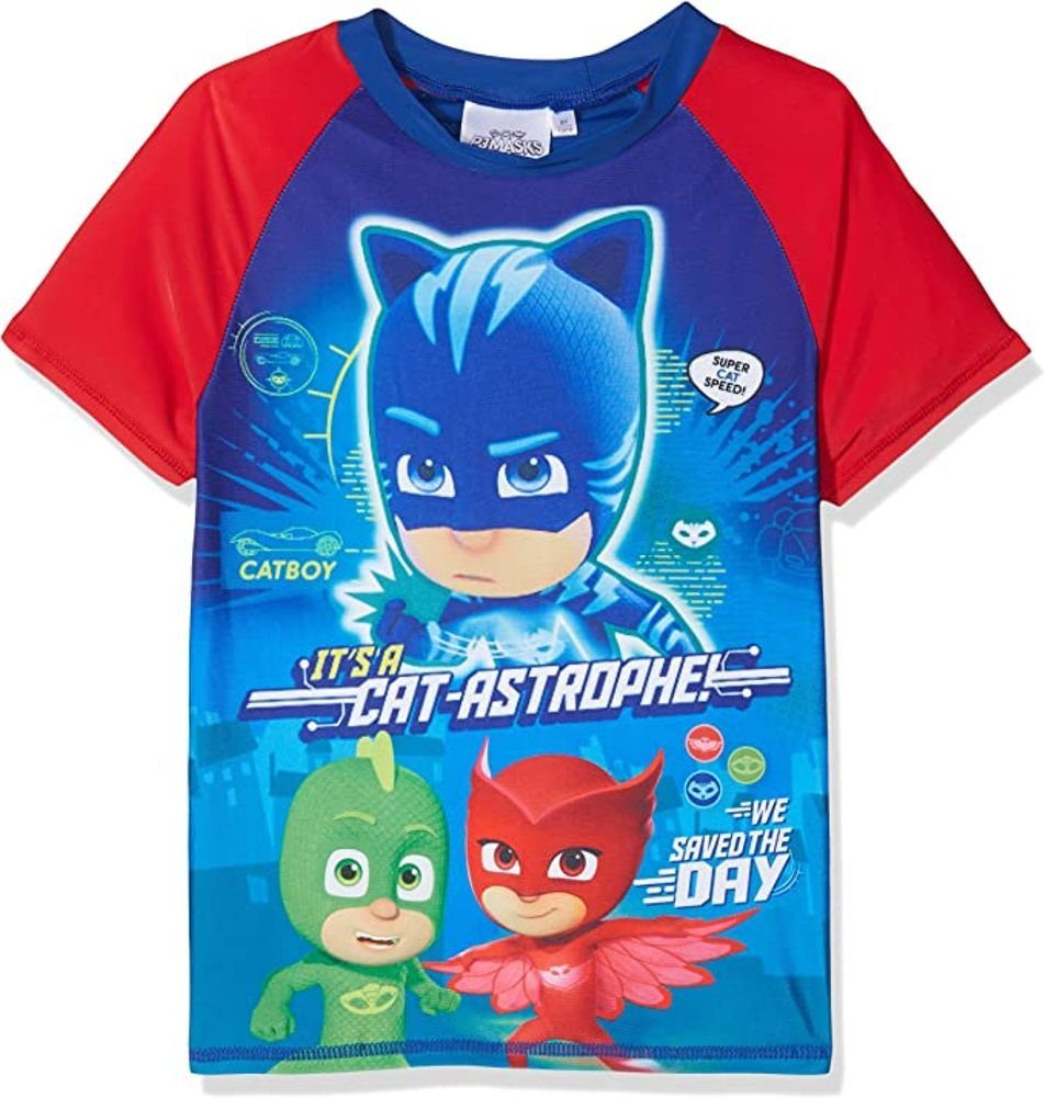 PJ Masks Schwimmanzug PJ MASK Kinder Schwimm T-SHIRT BADESHIRT Sonnenschutzfaktor UV 50+ Swimshirt Oberteil zum Baden Jungen + Mädchen Gr. 98 104 116 128