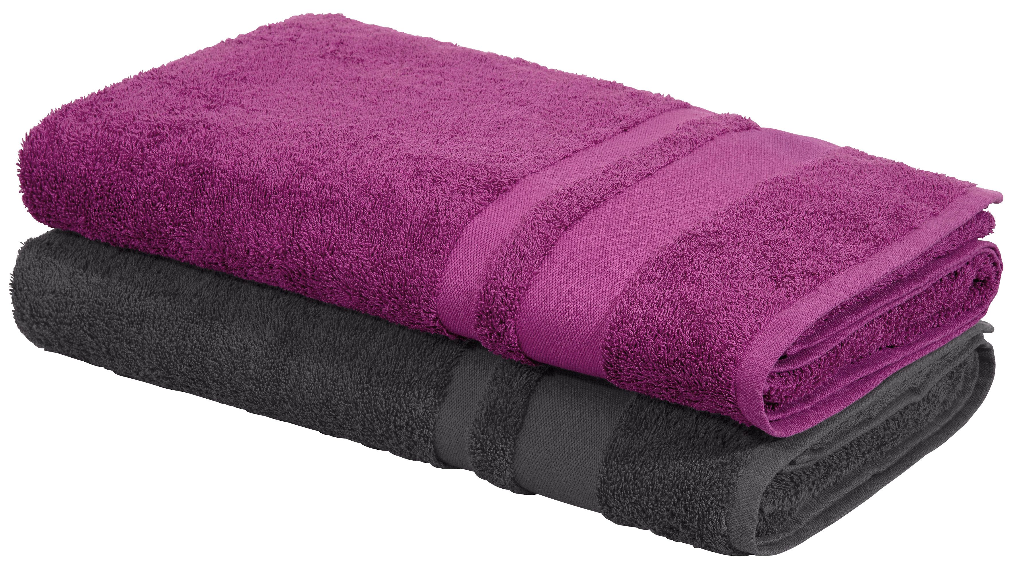 OTTO home Saunatuch Vanessa, 2 Saunatücher, 80x200cm, in Standard- und Premium-Qualität, Walkfrottee (Set, 2-St), Handtücher mit Bordüre, 100% Baumwolle, einfarbig, weich