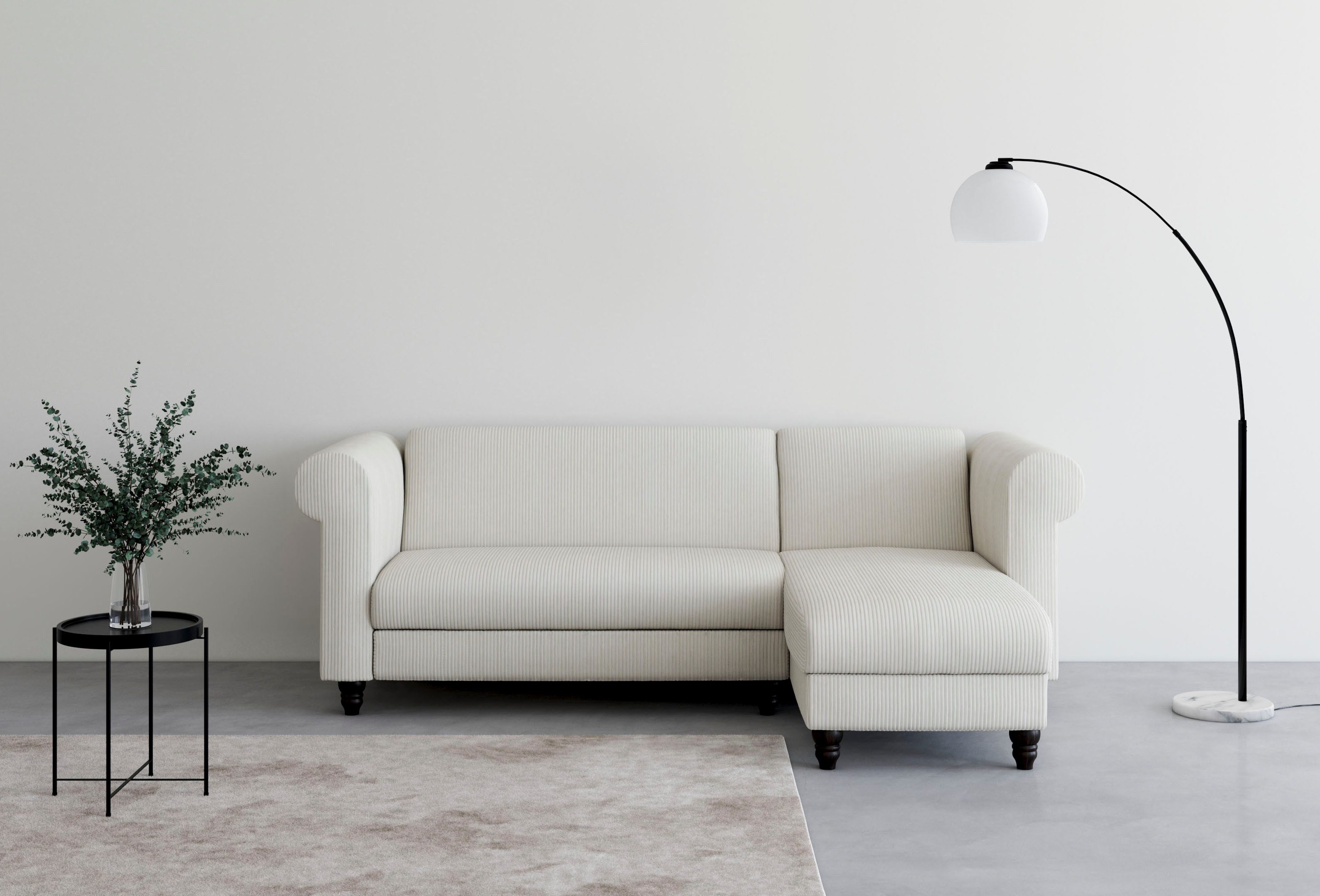 Dorel Home Ecksofa Felix II, L-Form, Schlafsofa 241cm (Liegefl. 108/195 cm), verstellb. Rückenlehne, Recamiere wechselbar, Cord