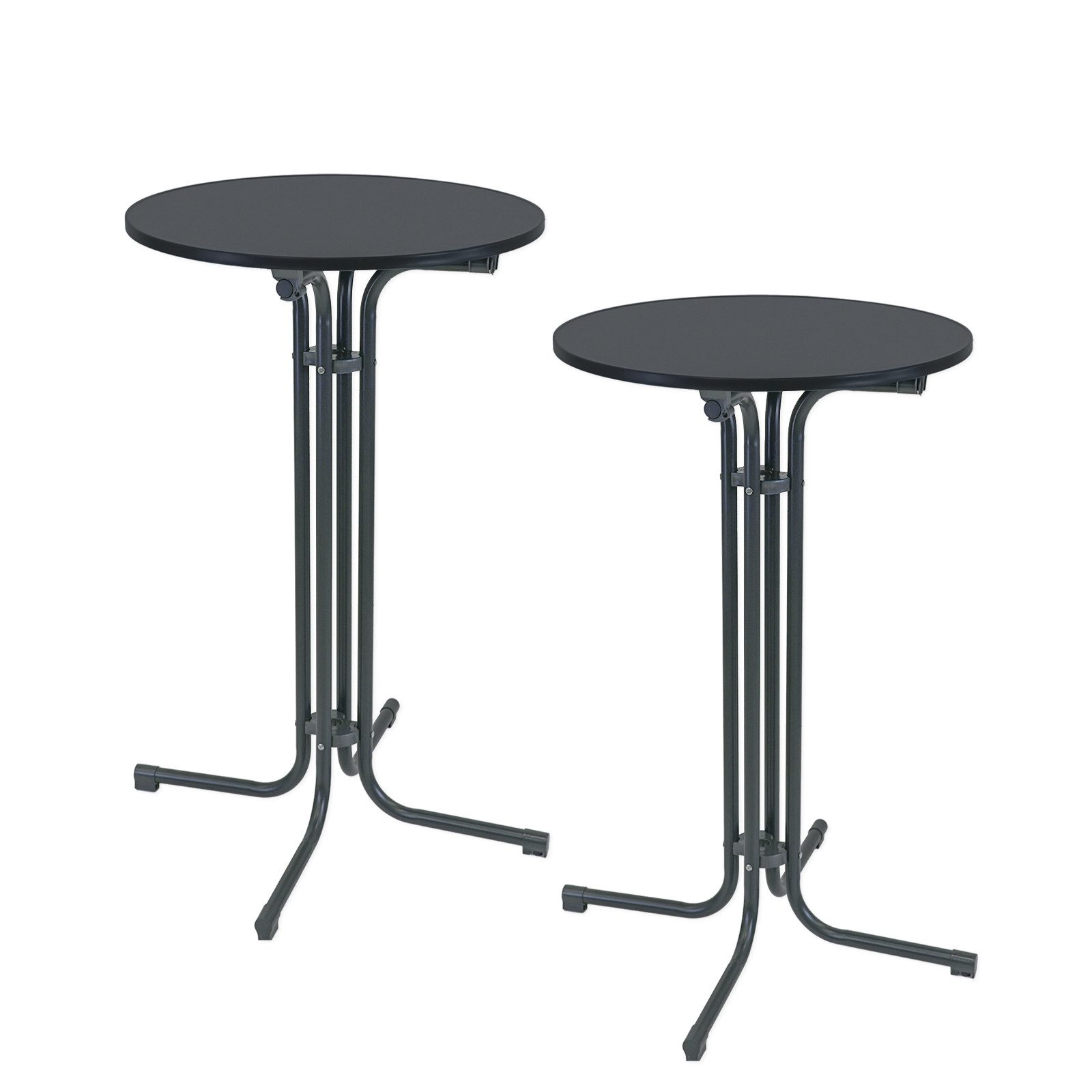 TRUTZHOLM Stehtisch 2x klappbar Ø 70 cm Höhe 110 cm Stahl Bistrotisch in Anthrazit (2er)