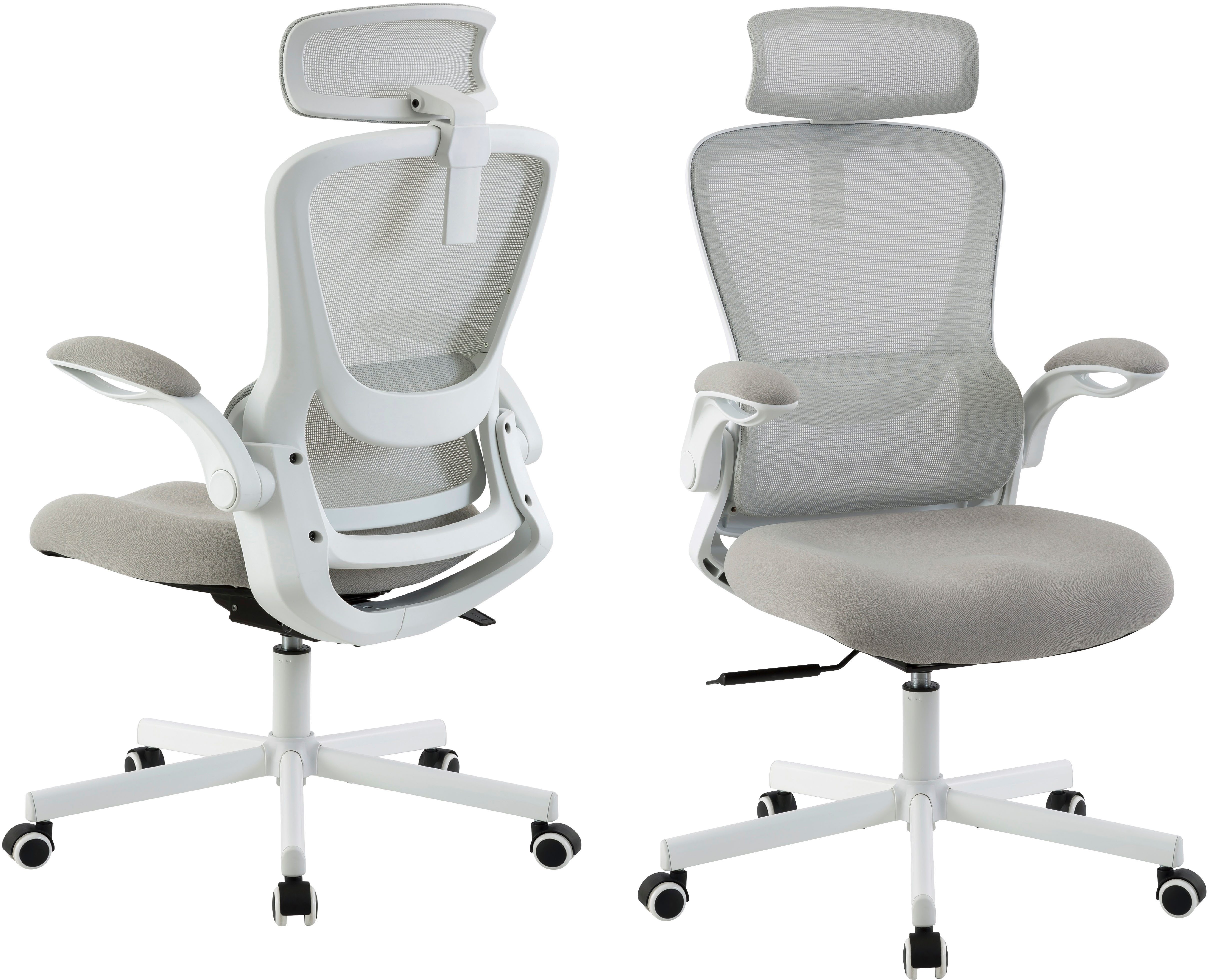 Places of Style Bürostuhl SACILE, mit Lordosenstütze, atmungsaktiv, klappbare Armlehnen