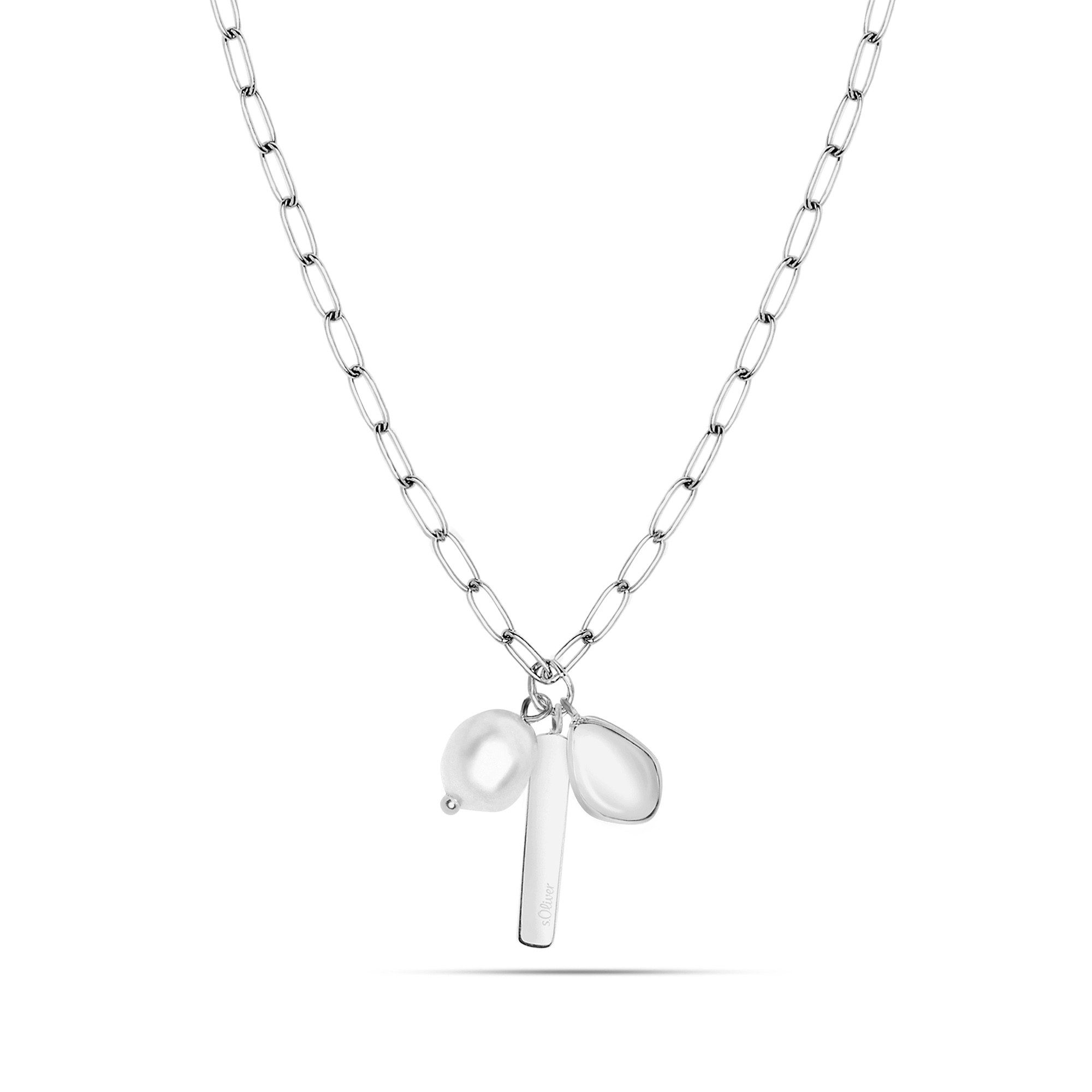 s.Oliver Kette mit Anhänger Tag and Pearl, mit Perle (imitiert)
