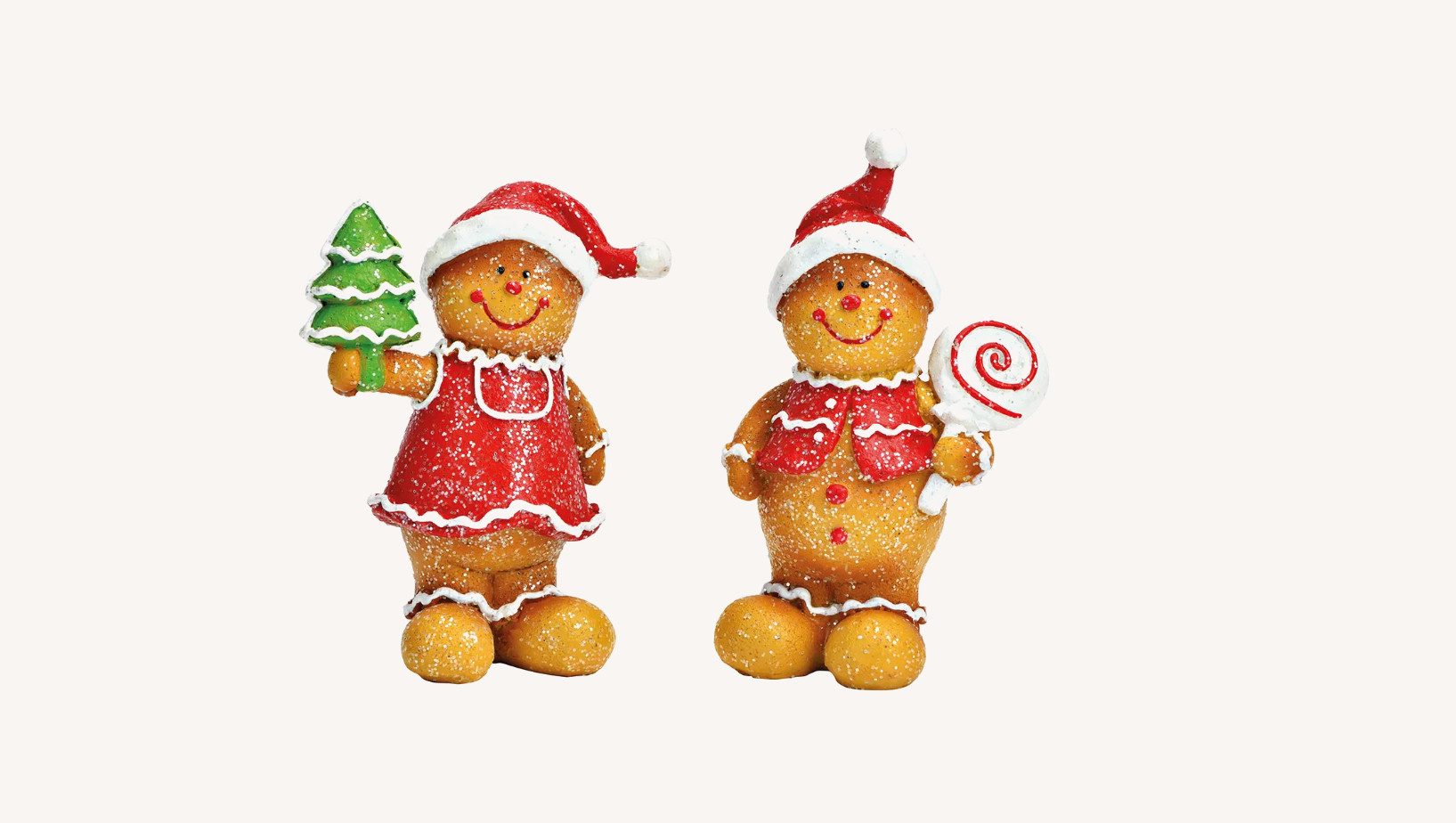 Wurm Dekofigur Gingerbread, 2er-Set Lebkuchenfiguren aus Poly