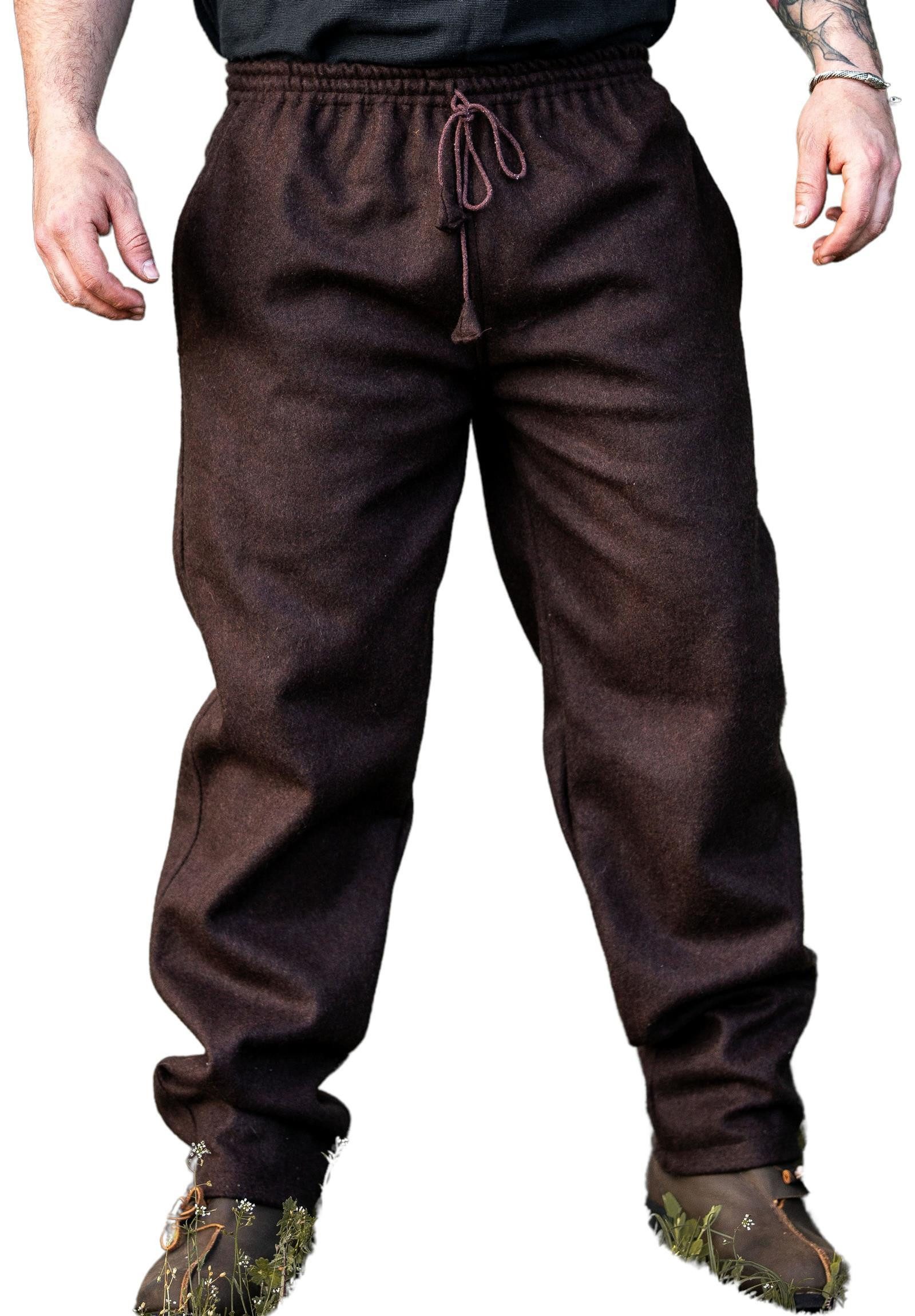 Leonardo Carbone Wikinger-Kostüm Wollhose "Harald" mit Kordelzug, gerader Schnitt, robustes Wollmaterial