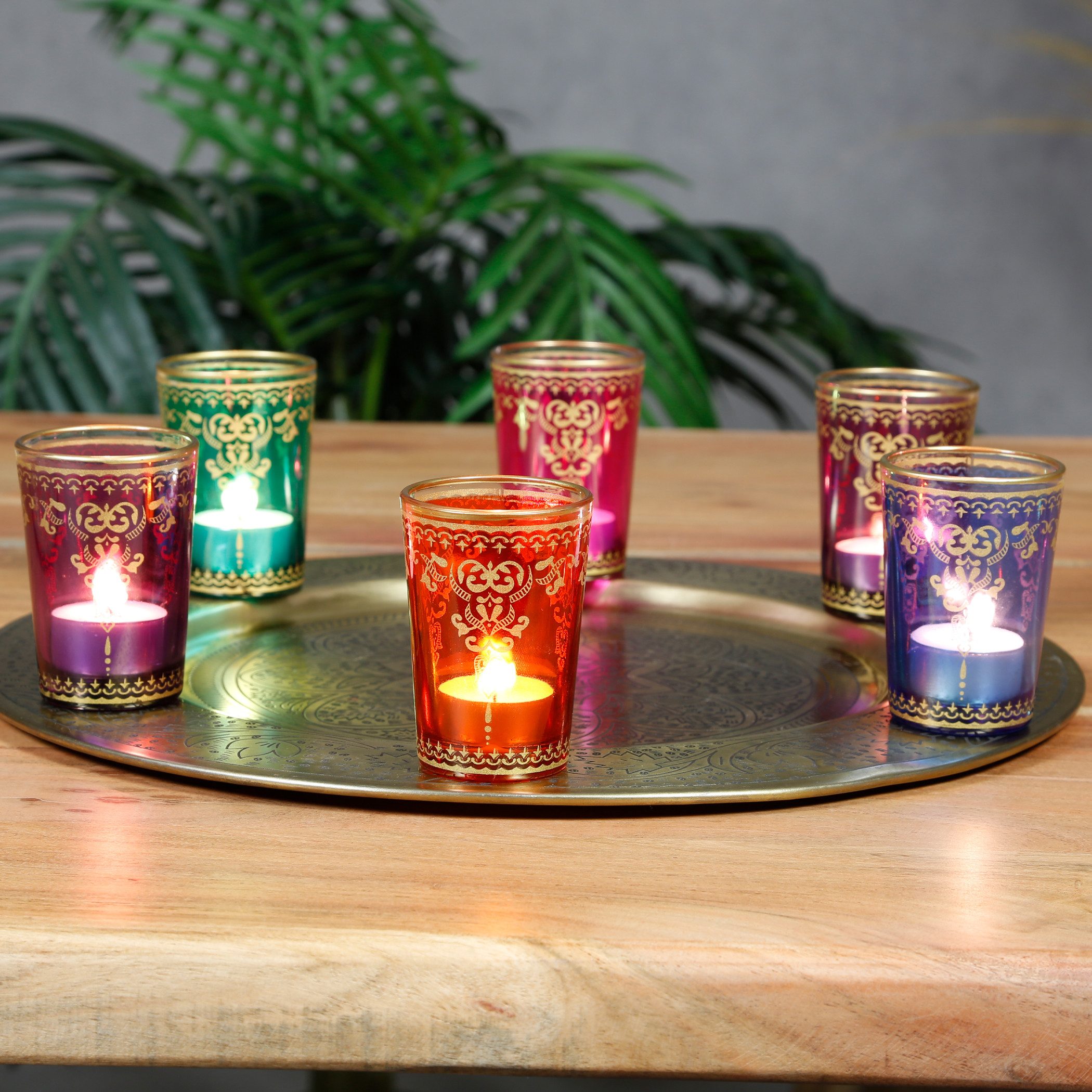 Casa Moro Teelichthalter Teelichtgläser bunt mix 6er Set zum Kerzen gießen Kerzengläser (einzigartige Tischdeko, Kerzen-Deko im orientalisch marokkanischen Stil), bunte Teelichthalter aus Glas TGL-1000