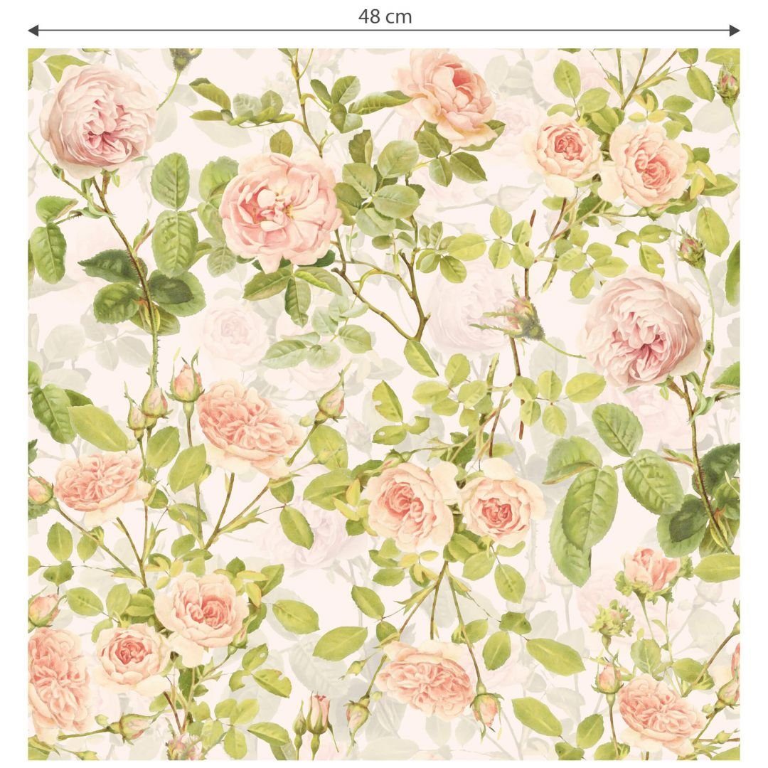 K&L Wall Art Mustertapete Floral Pastell Wandschutz Pfingstrosen Vintage Vliestapete Rosen, Petunien Tapete