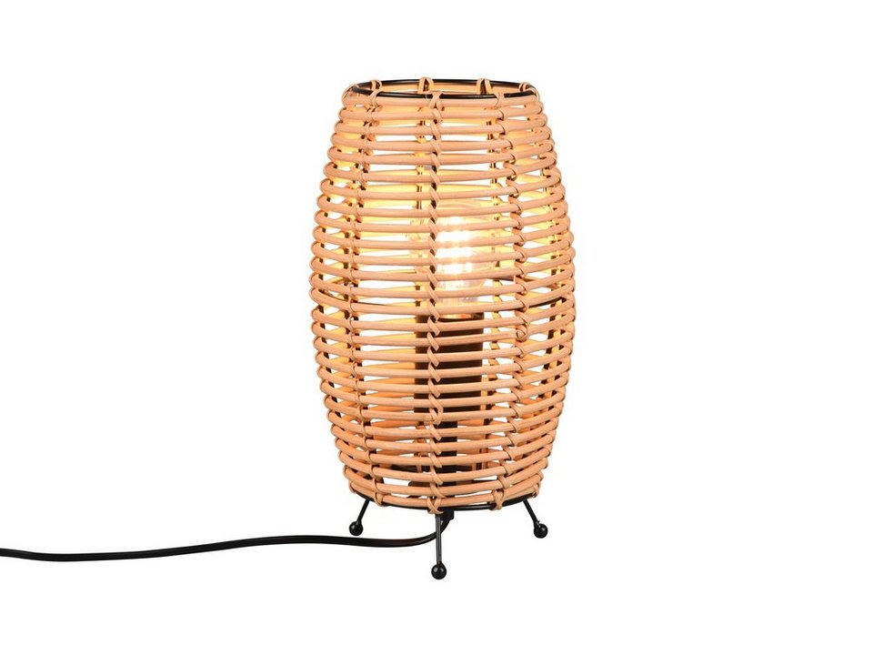 meineWunschleuchte LED Tischleuchte, Leuchtmittel stufenweise über  Schnurschalter dimmbar, LED wechselbar, warmweiß, Korb-lampen Lampenschirm  Rattan geflochten Fensterlampe, Höhe 30cm