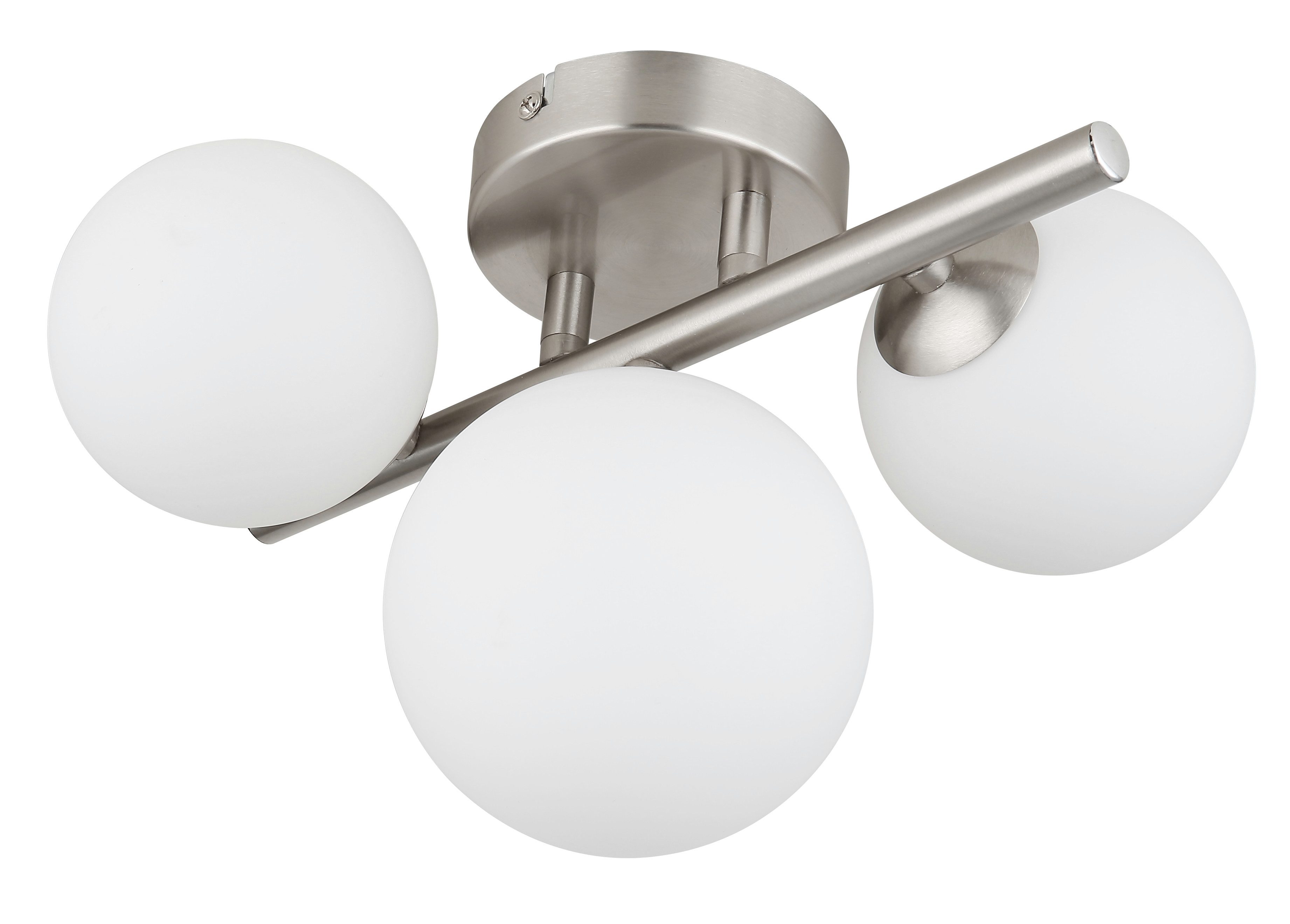 GLOBO LIGHTING Deckenleuchte RIHA, Leuchtmittel wechselbar, Warmweiß, Deckenleuchte Nickel, Glas opal, 3x G9 LED