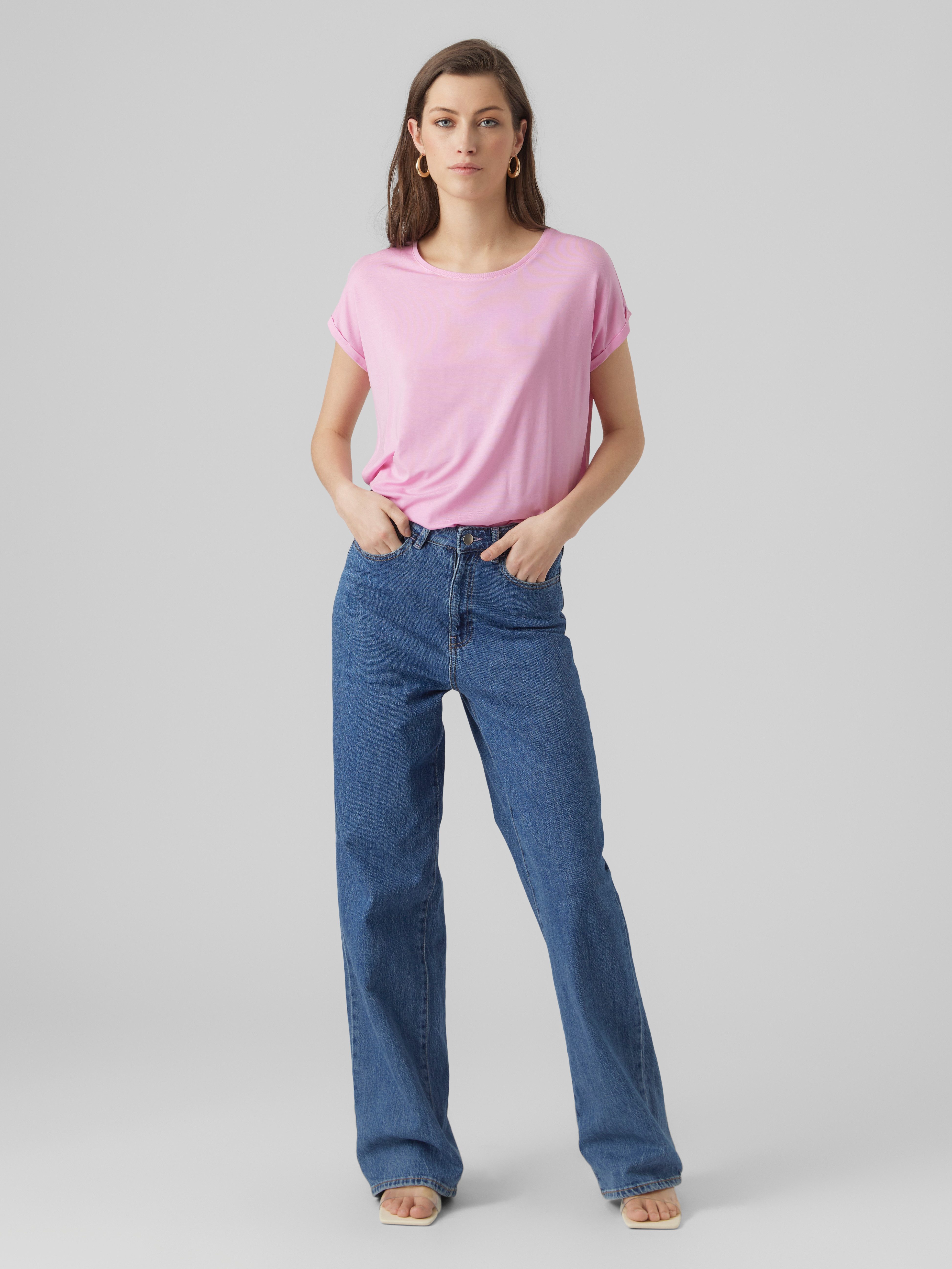 Vero Moda T-Shirt VMAVA PLAIN SS TOP JRS NOOS Materialmix, regular fit