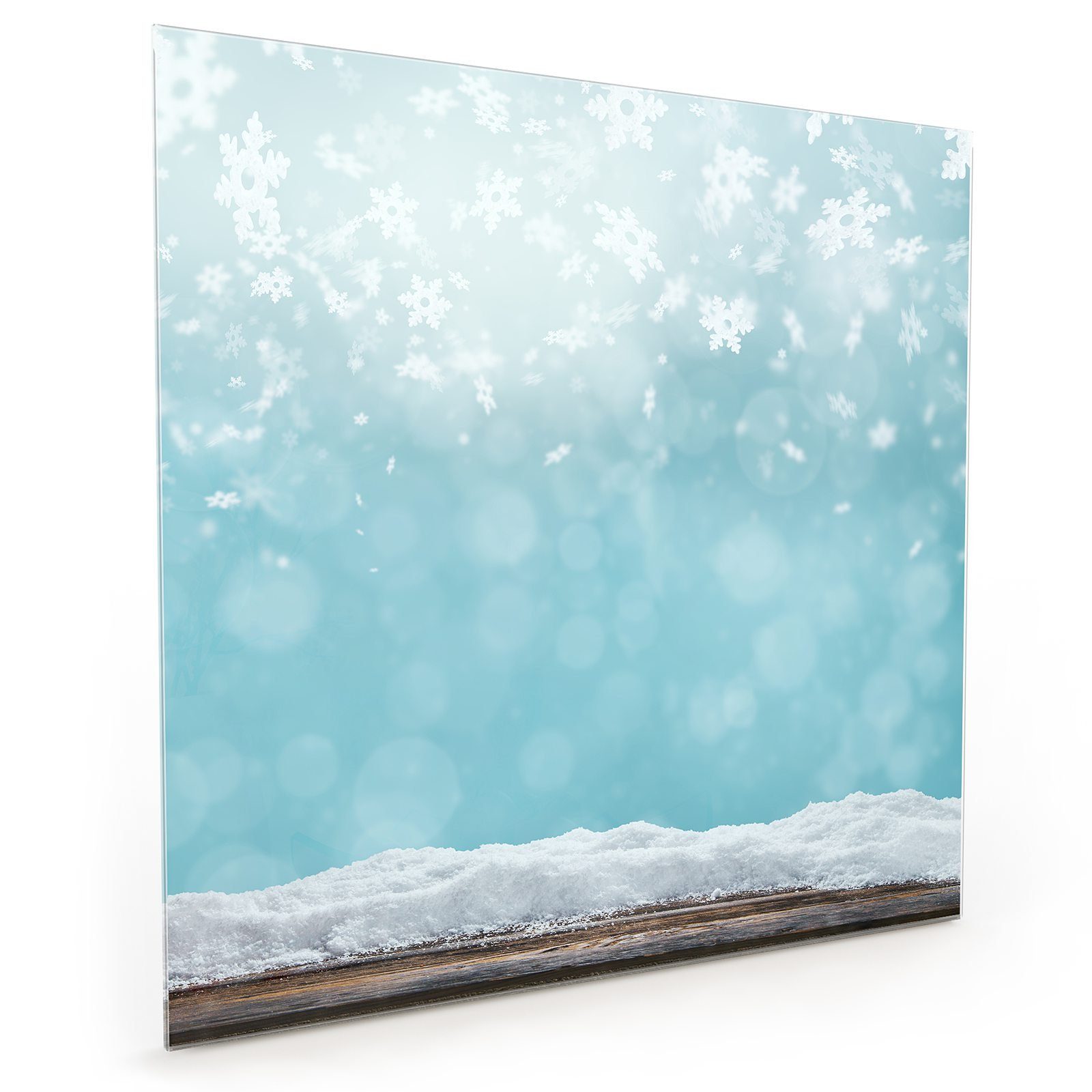 Primedeco Küchenrückwand Küchenrückwand Spritzschutz Glas Winter im Eissterne Motiv mit
