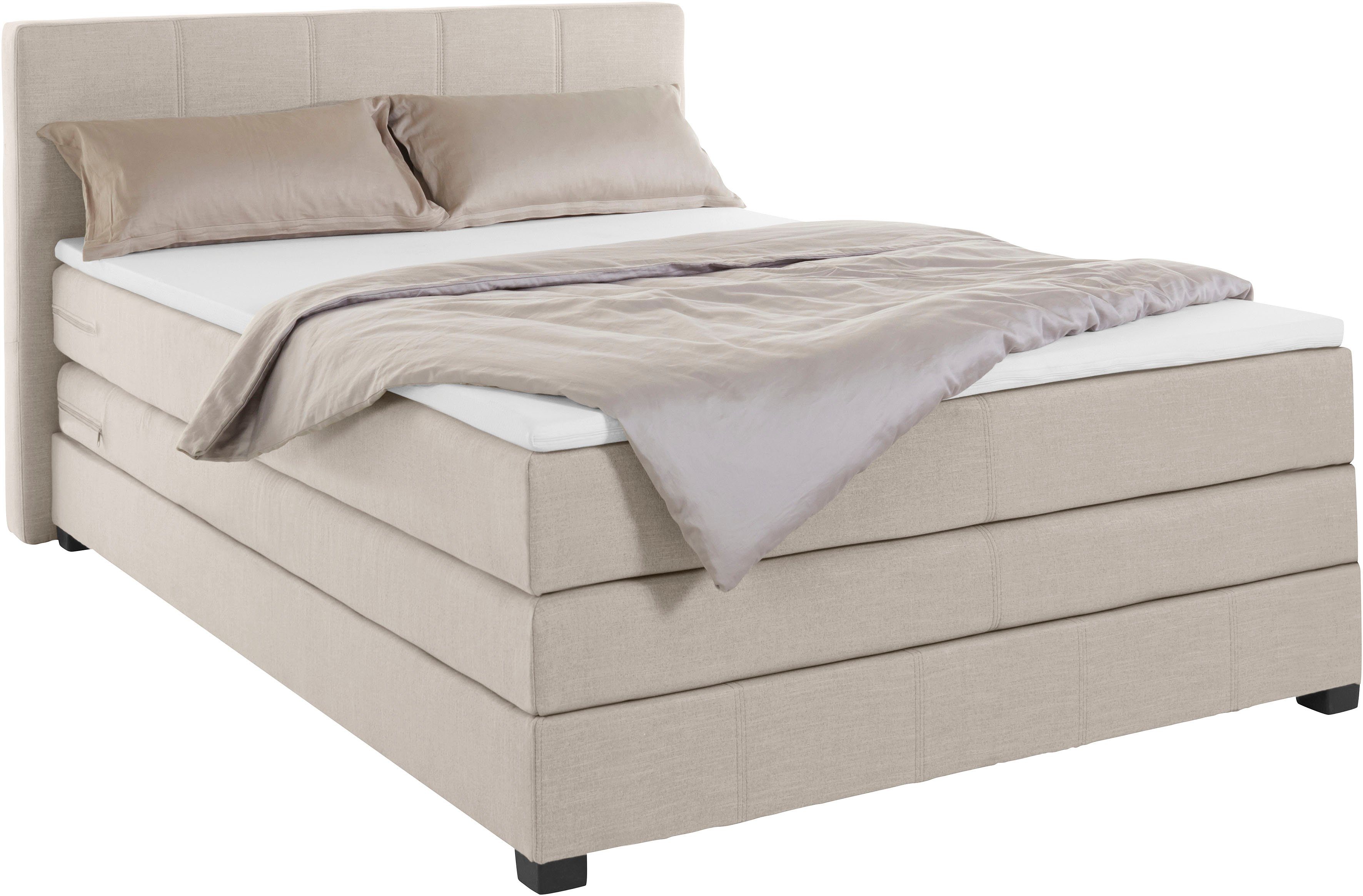 OTTO products Boxspringbett Peetu, Taschenfederkern-Matratze, in 4 Breiten und 4 Farben, incl. Topper