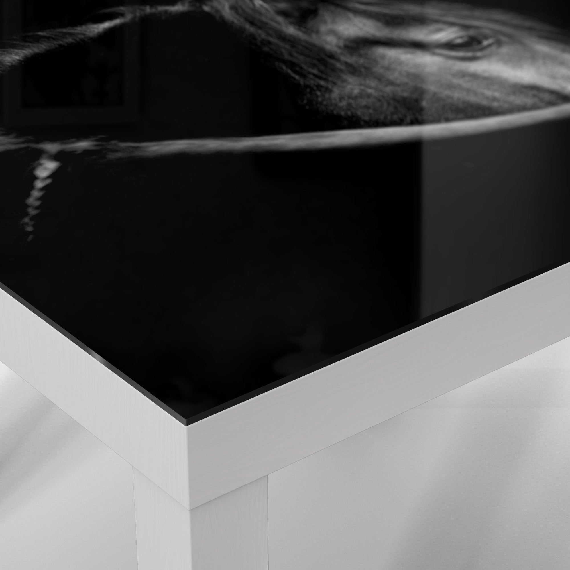 DEQORI Couchtisch im Weiß Beistelltisch Glastisch modern Glas 'Schönes Profil', Pferd