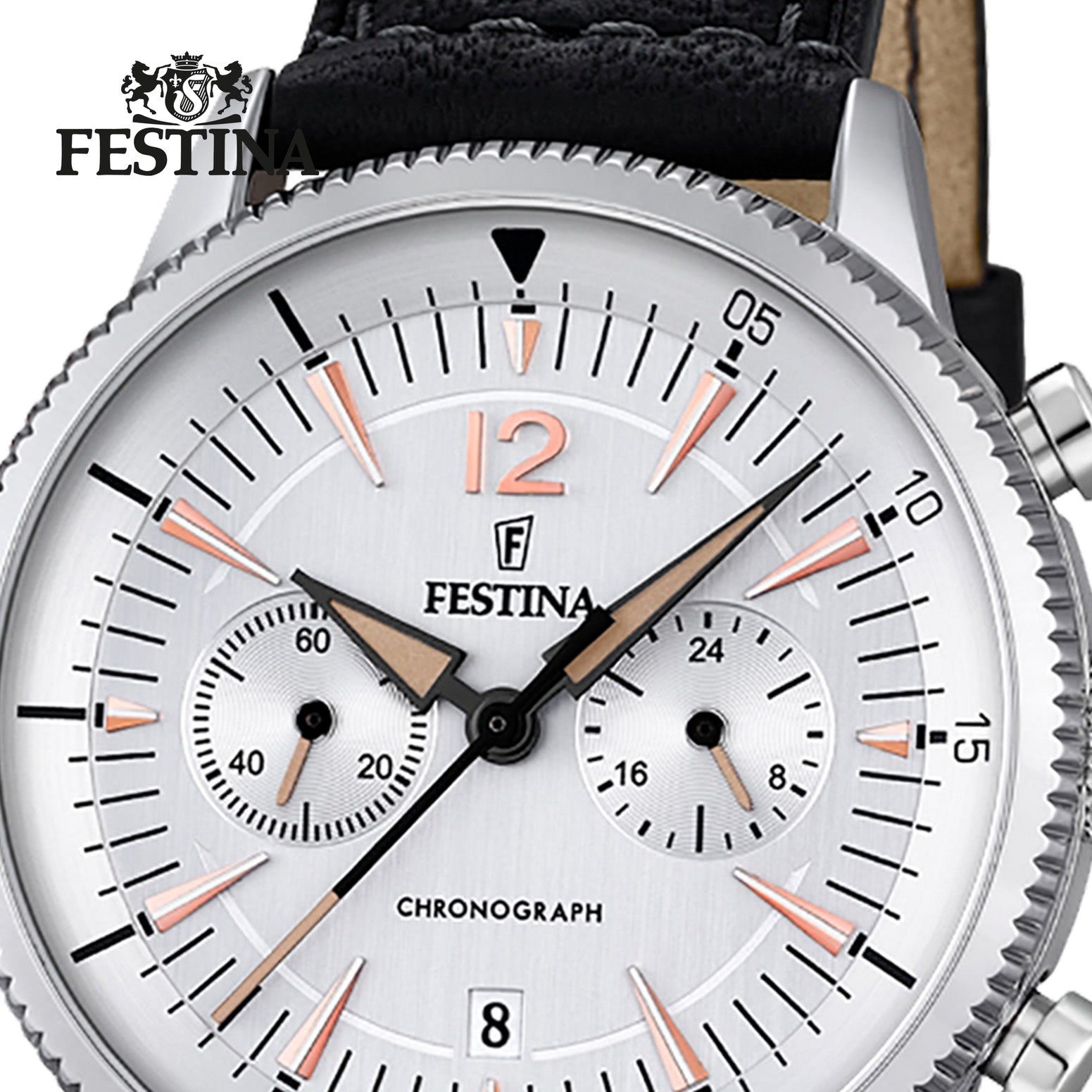Festina Chronograph Festina Herren Uhr F16870/1 Chronograph, Herren  Armbanduhr rund, Lederarmband schwarz | Multifunktionsuhren