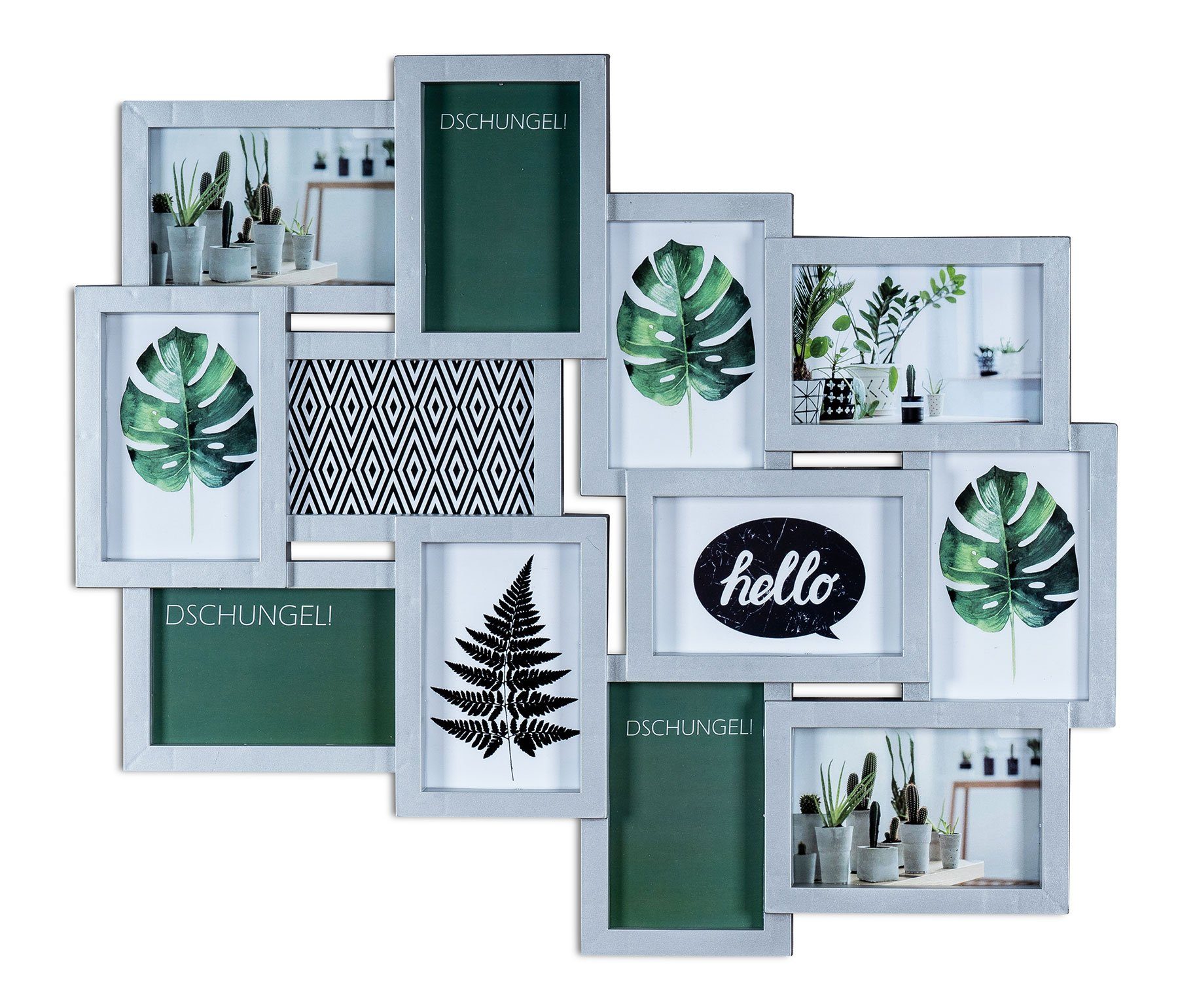 Levandeo® Bilderrahmen Collage, Bilderrahmen silber 12 Fotos Fotogalerie Fo günstig online kaufen