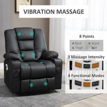HOMCOM Massagesessel Fernsehsessel mit Liegefunktion, Rollen, Fernbedienung (Relaxsessel mit Aufstehhilfe, 2-St., TV Sessel), mit USB-Anschluss