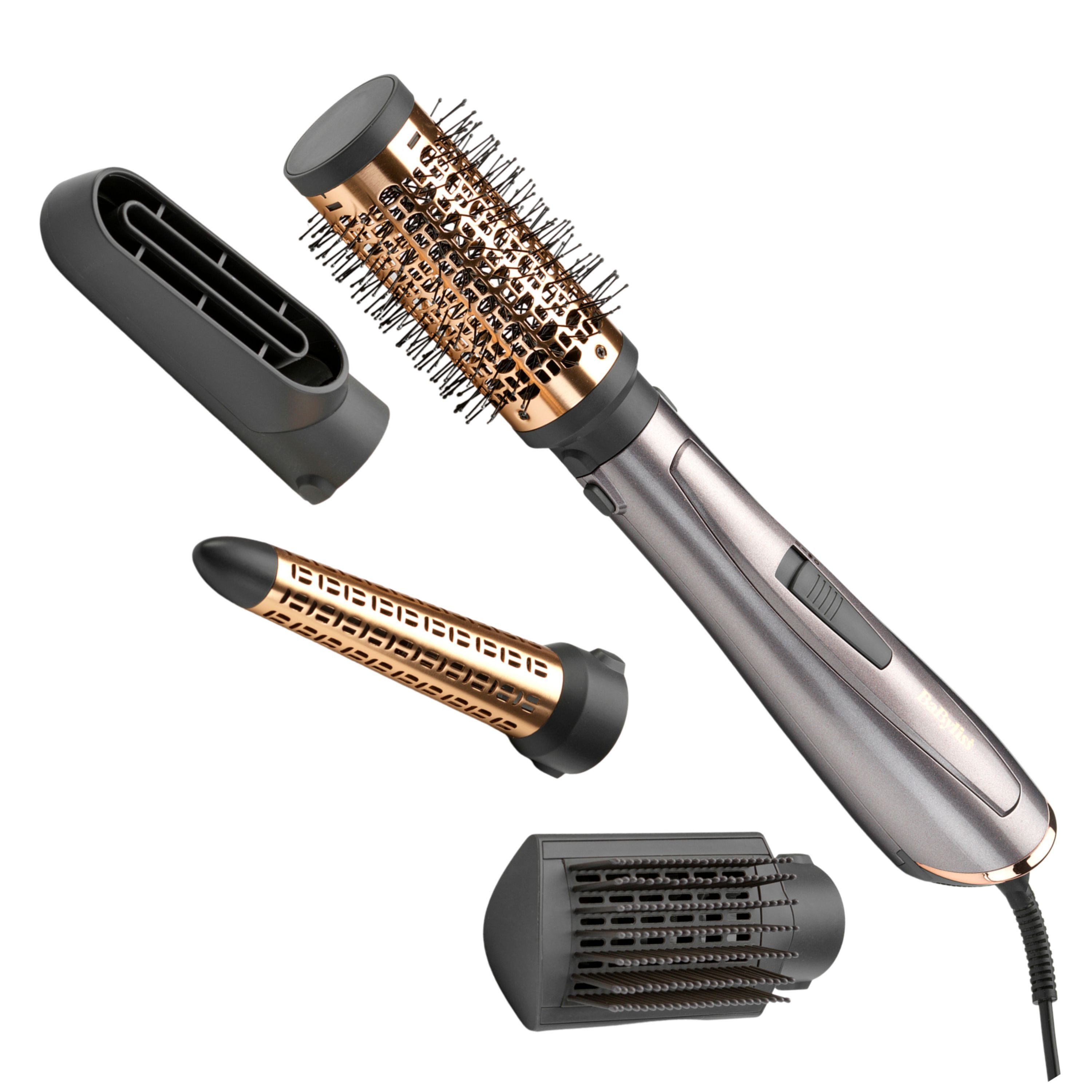 BaByliss Warmluftbürste Air Style 1000 Warmluftbürste mit 4 Aufsätzen, 1000W, AS136E, 4-in-1 Styler zum Föhnen, Glätten, Locken und für Volumen, Ionen